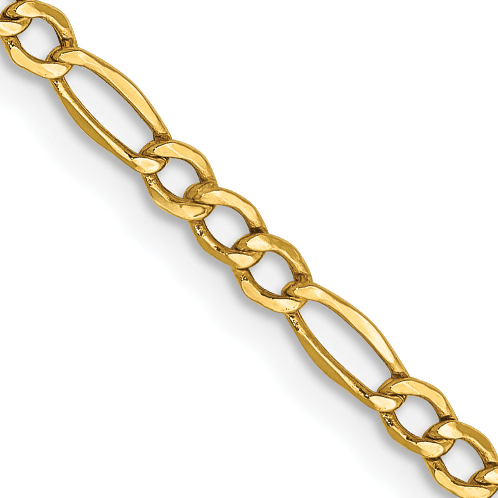 10K 2.5Mm Semi-Solid Figaro Chain