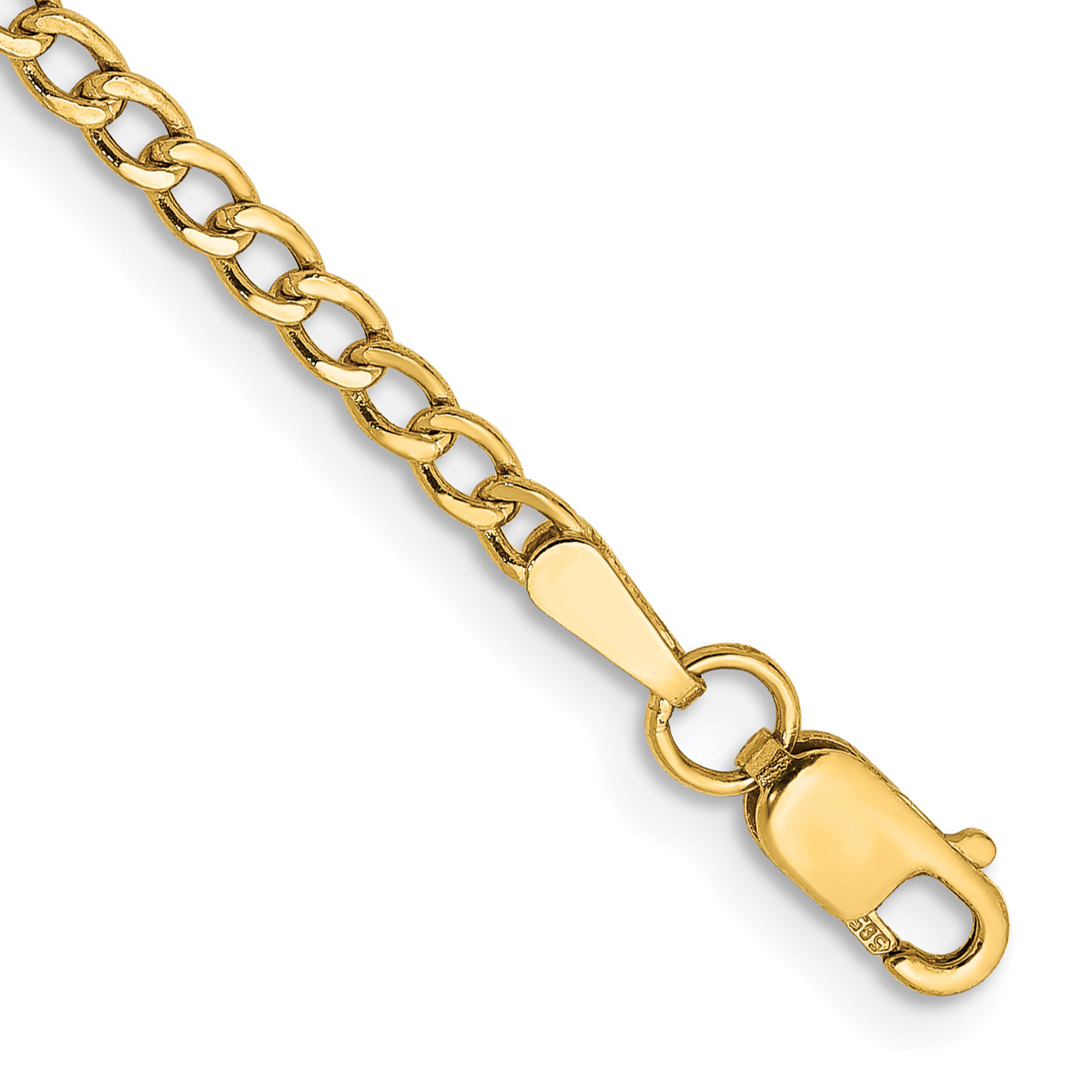 10K 2.5Mm Semi-Solid Curb Link Chain Anklet