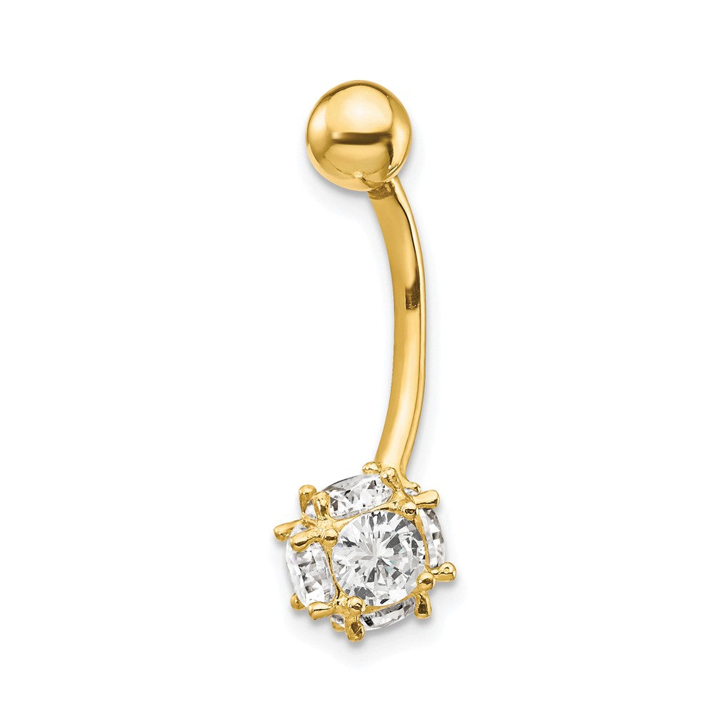 10k 7mm CZ Ball Belly Dangle