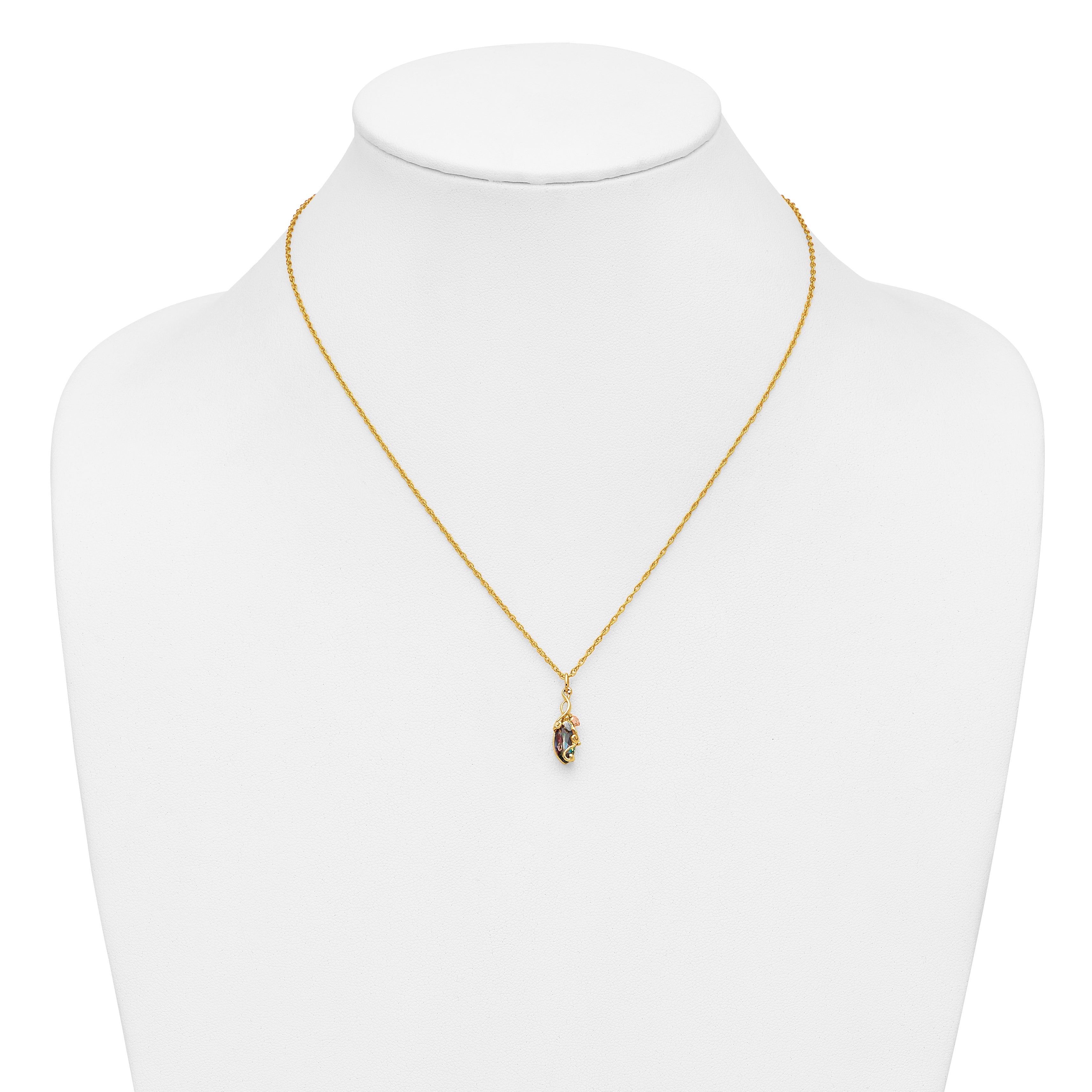 10k Tri-color Black Hills Gold Mystic Topaz Necklace