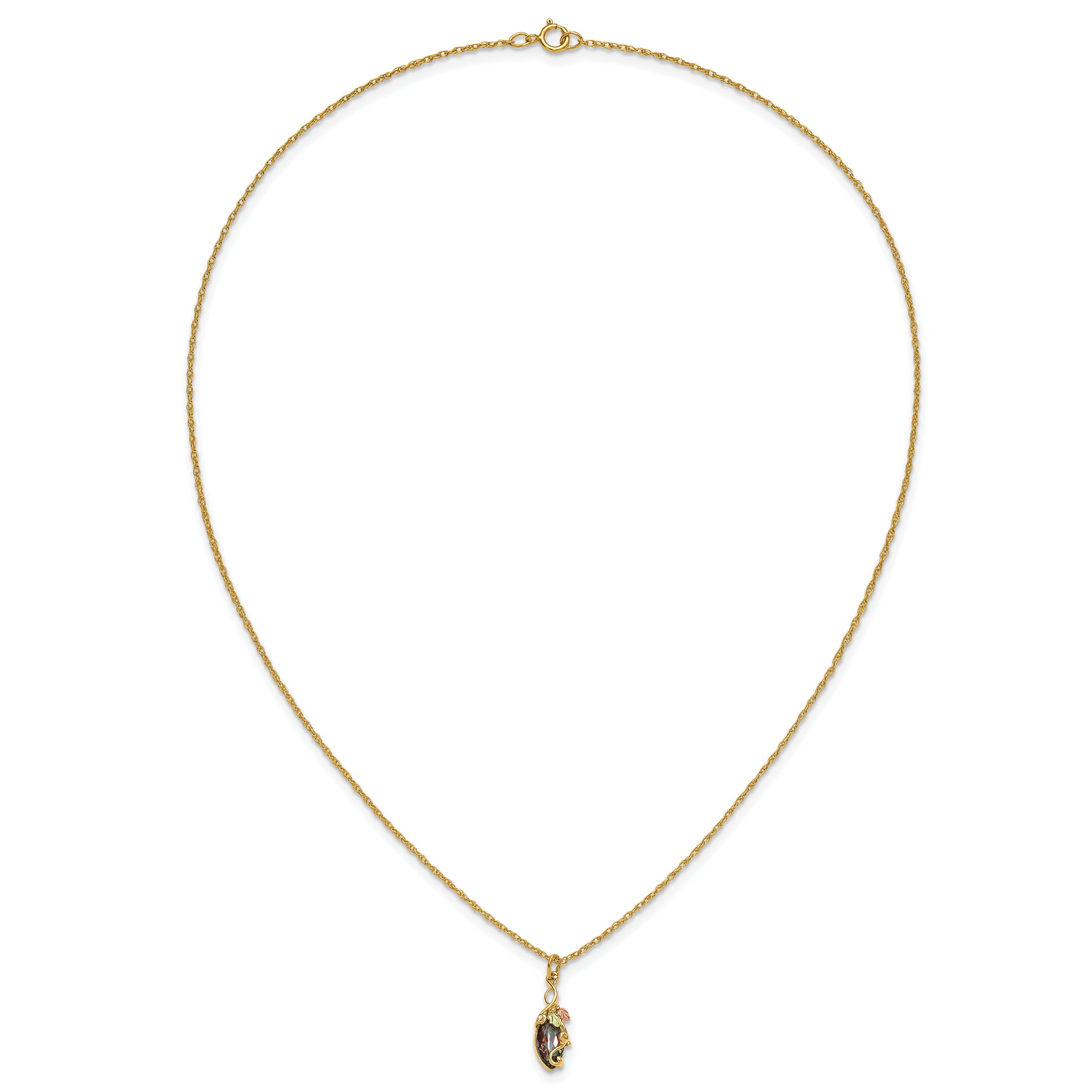10k Tri-color Black Hills Gold Mystic Topaz Necklace