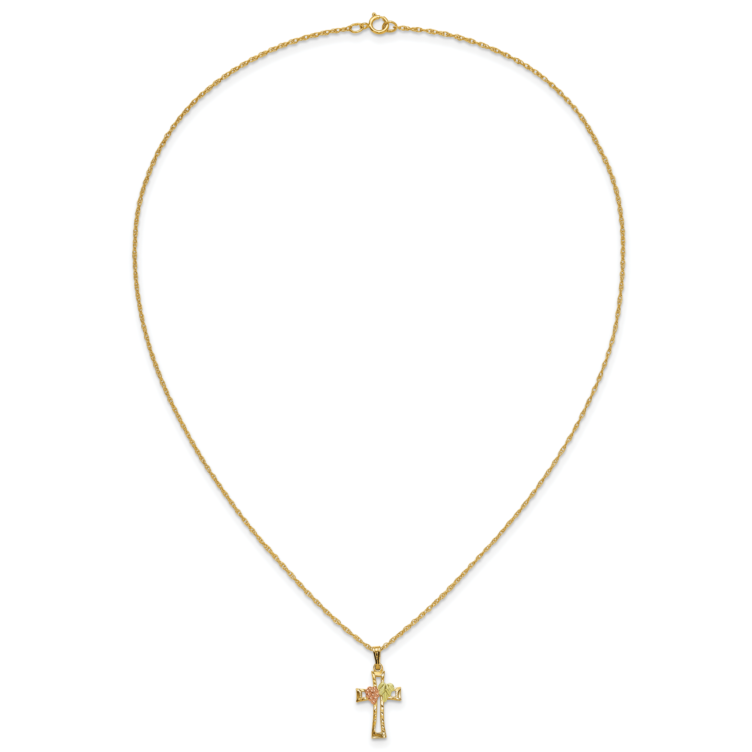 10k Tri-Color Black Hills Gold Cross Necklace