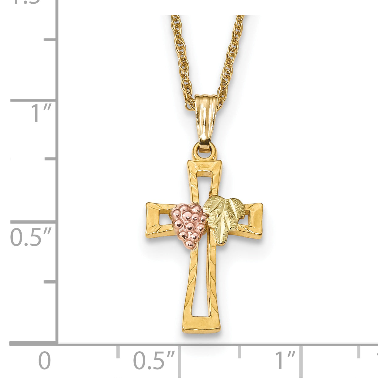 10k Tri-Color Black Hills Gold Cross Necklace