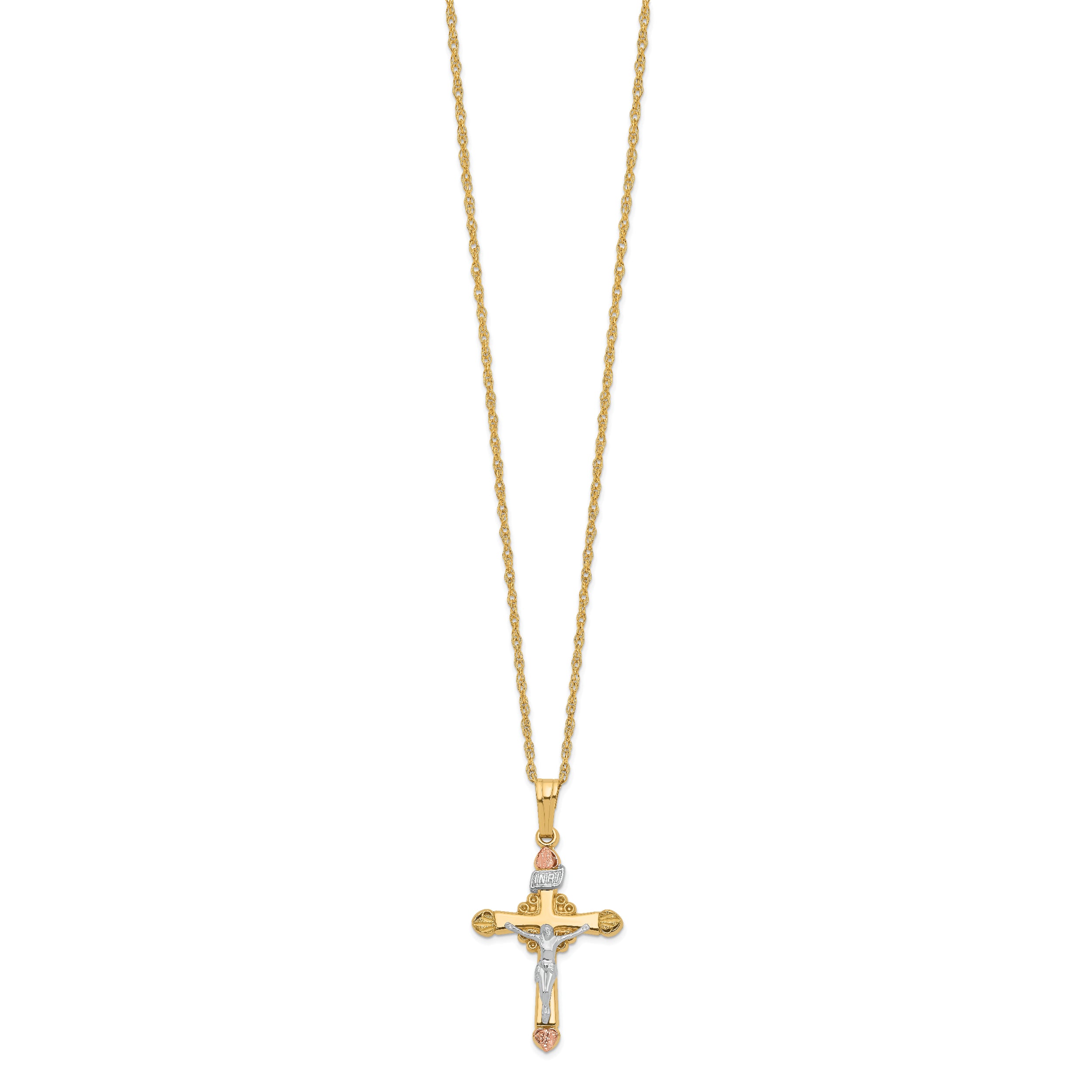 10k & 14k Gold Filled w/ 12k Accents Cross Necklace