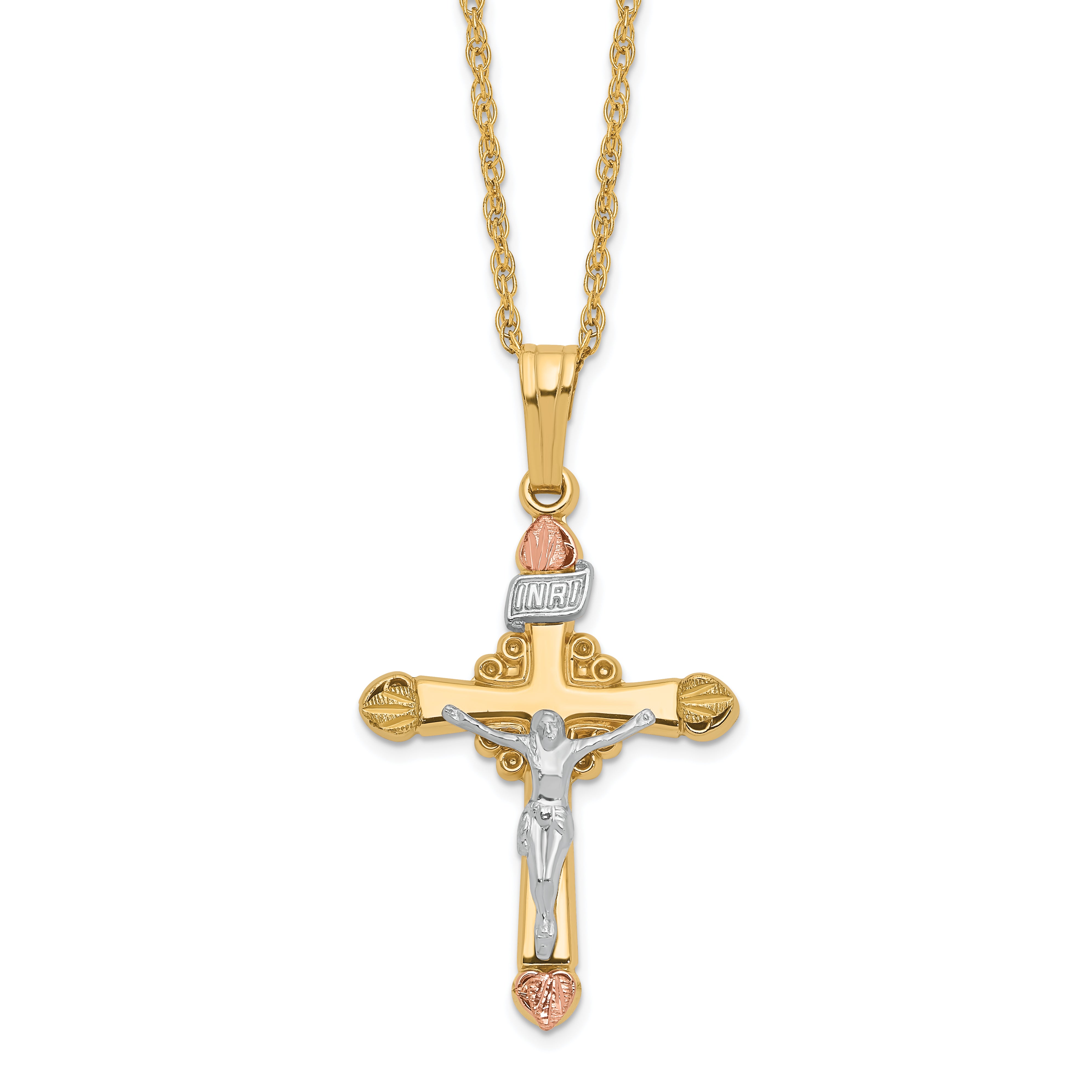 10k & 14k Gold Filled w/ 12k Accents Cross Necklace