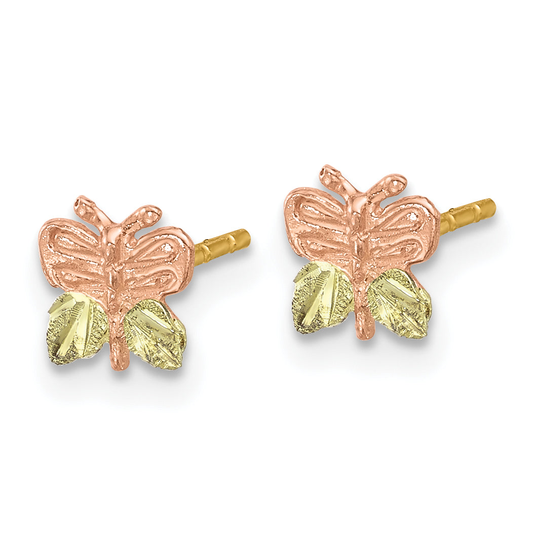 10k Tri-Color Black Hills Gold Butterfly Earrings