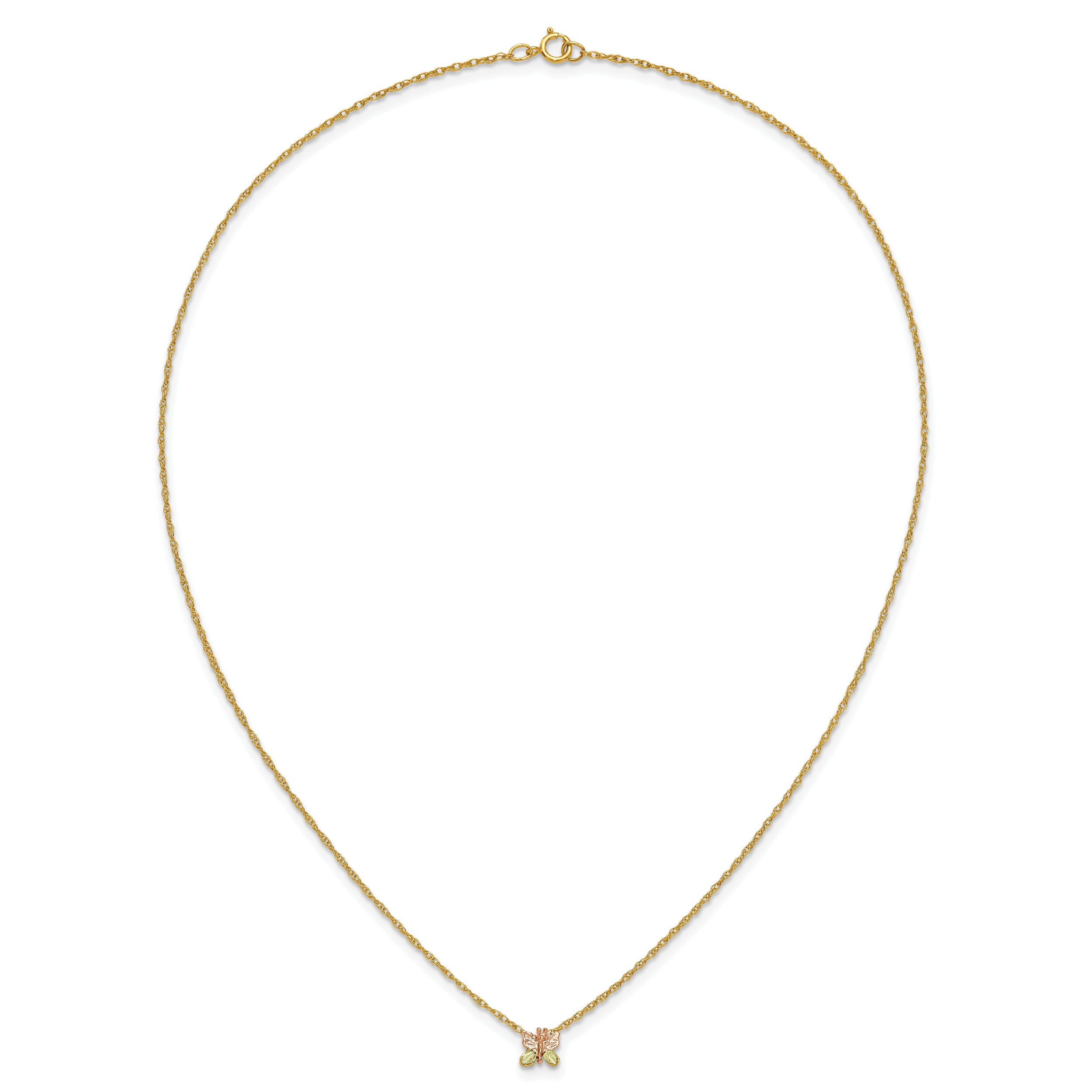 10k Tri-Color Black Hills Gold Butterfly Necklace