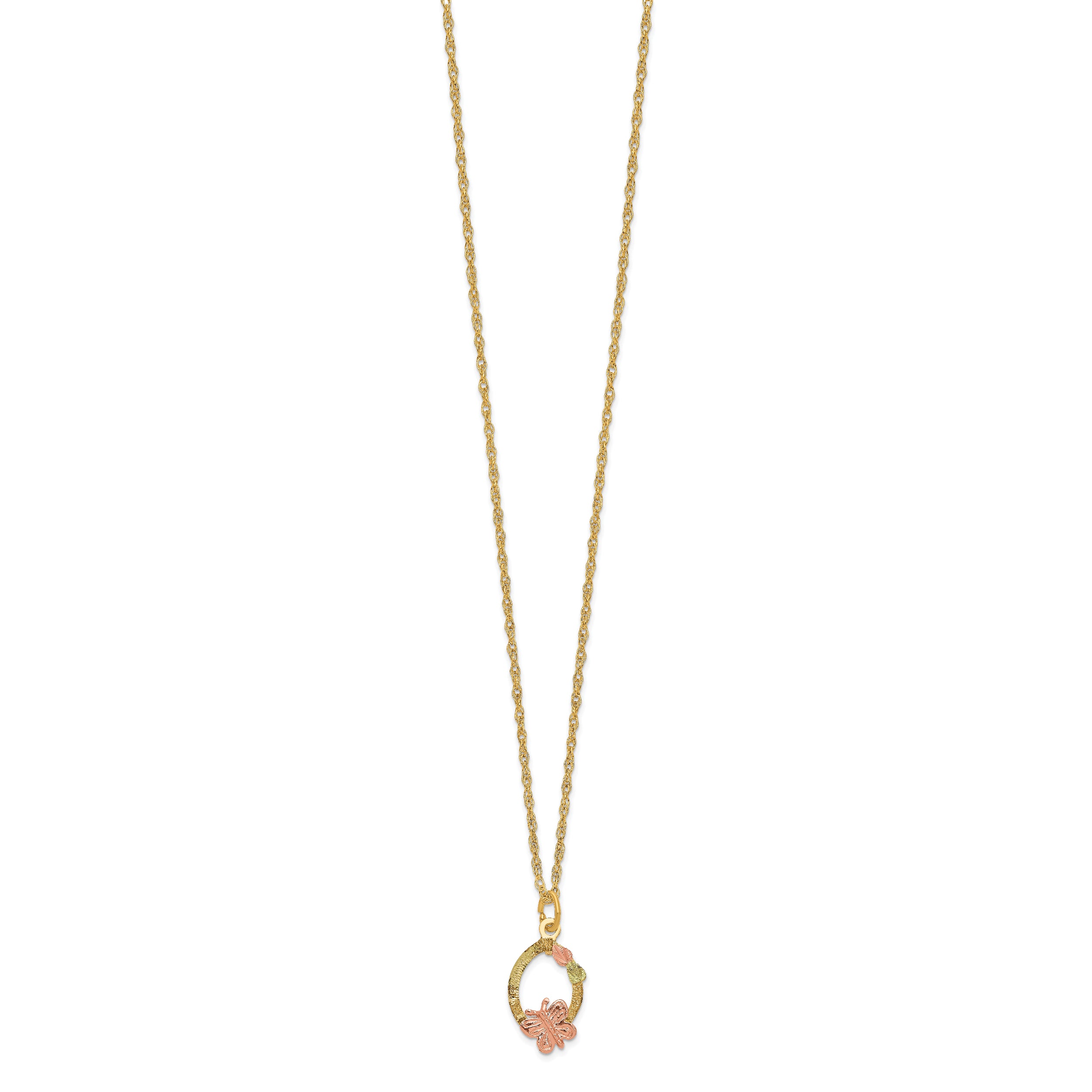 10k Tri-Color Black Hills Gold Butterfly Necklace