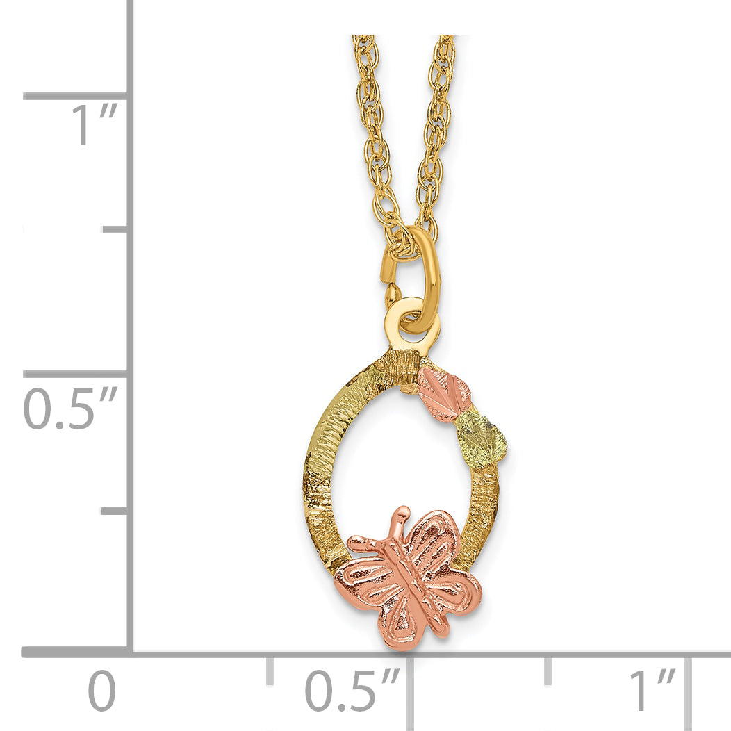 10k Tri-Color Black Hills Gold Butterfly Necklace