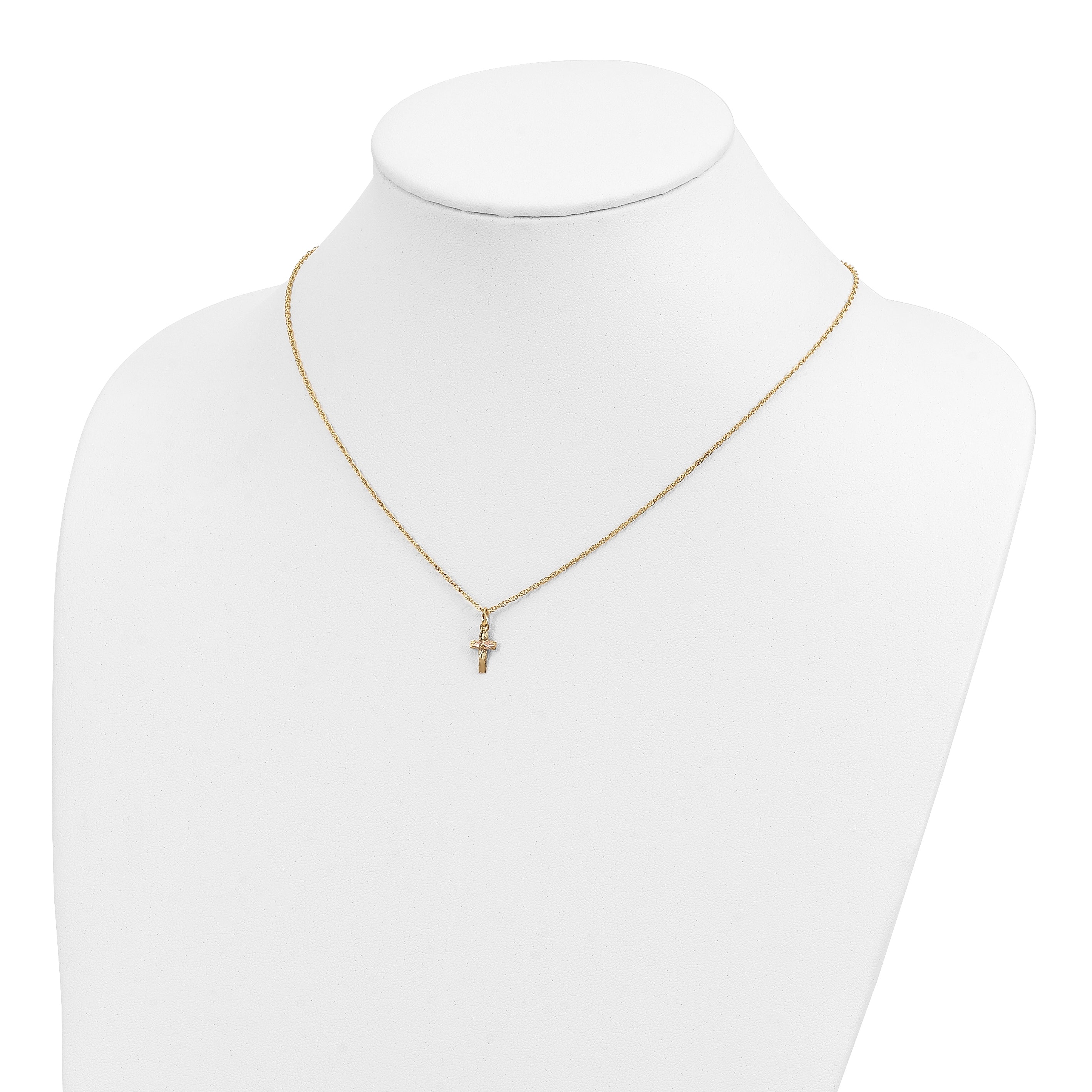 10k Tri-Color Black Hills Gold Cross Necklace