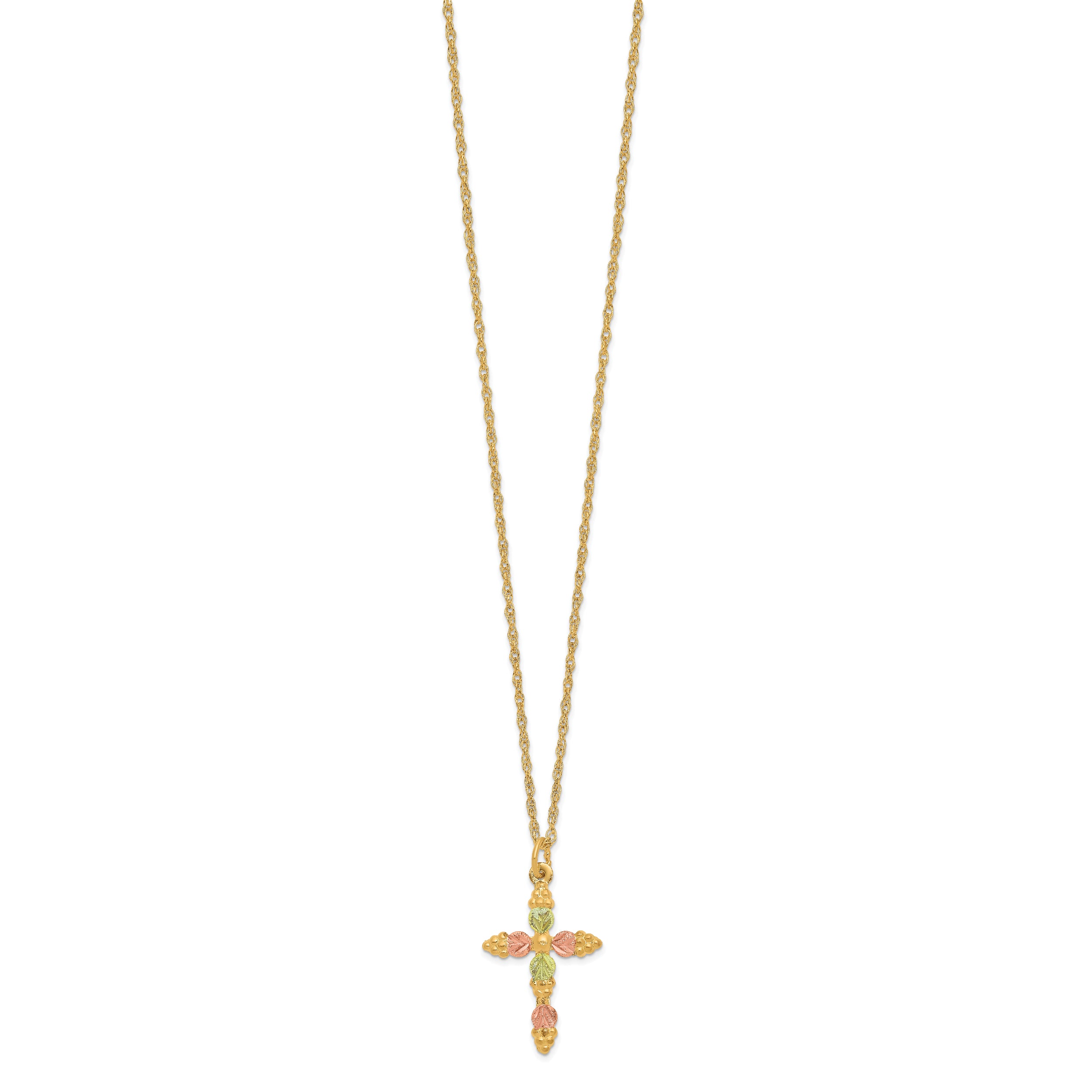 10k Tri-Color Black Hills Gold Cross Necklace