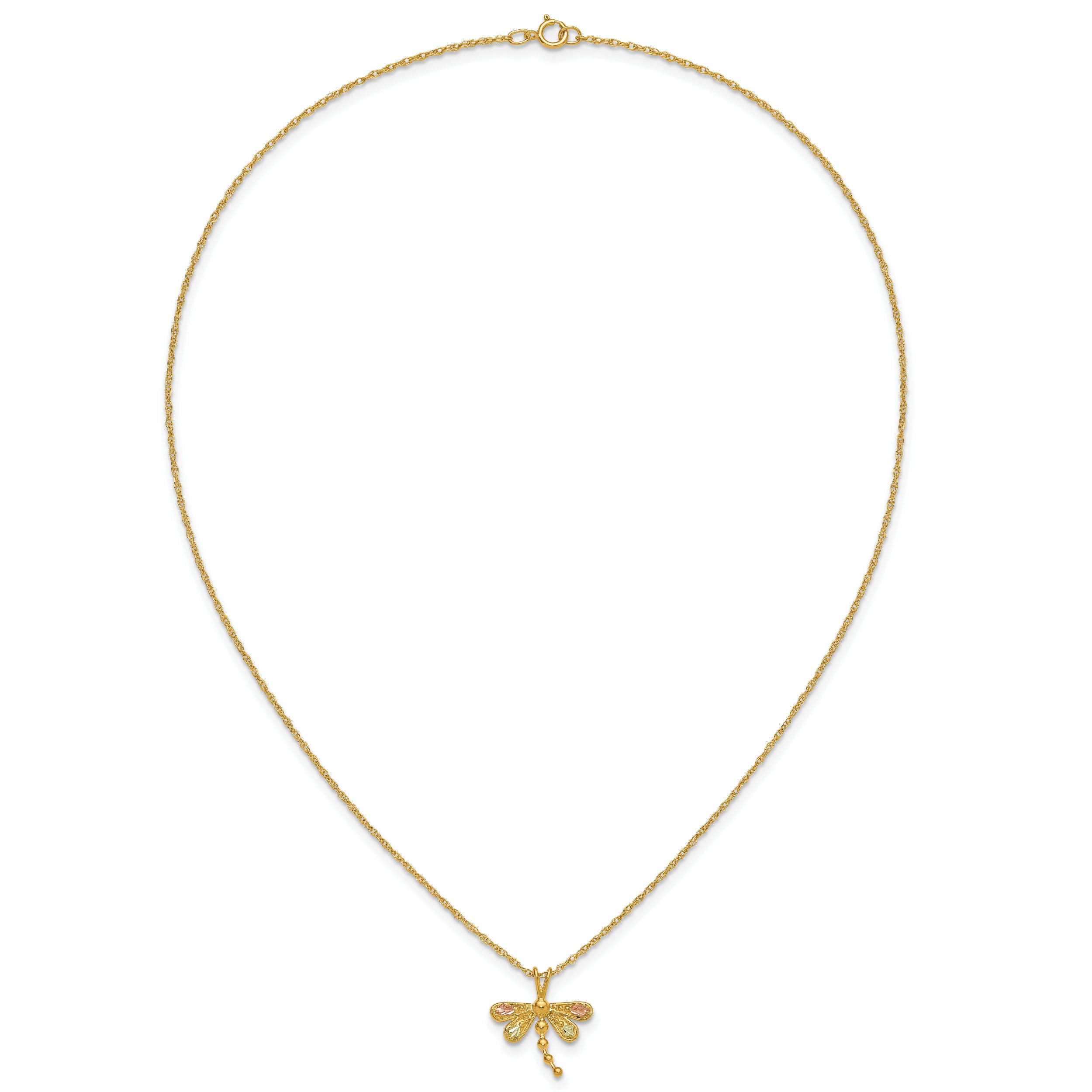 10k Tri-Color Black Hills Gold Dragonfly Necklace