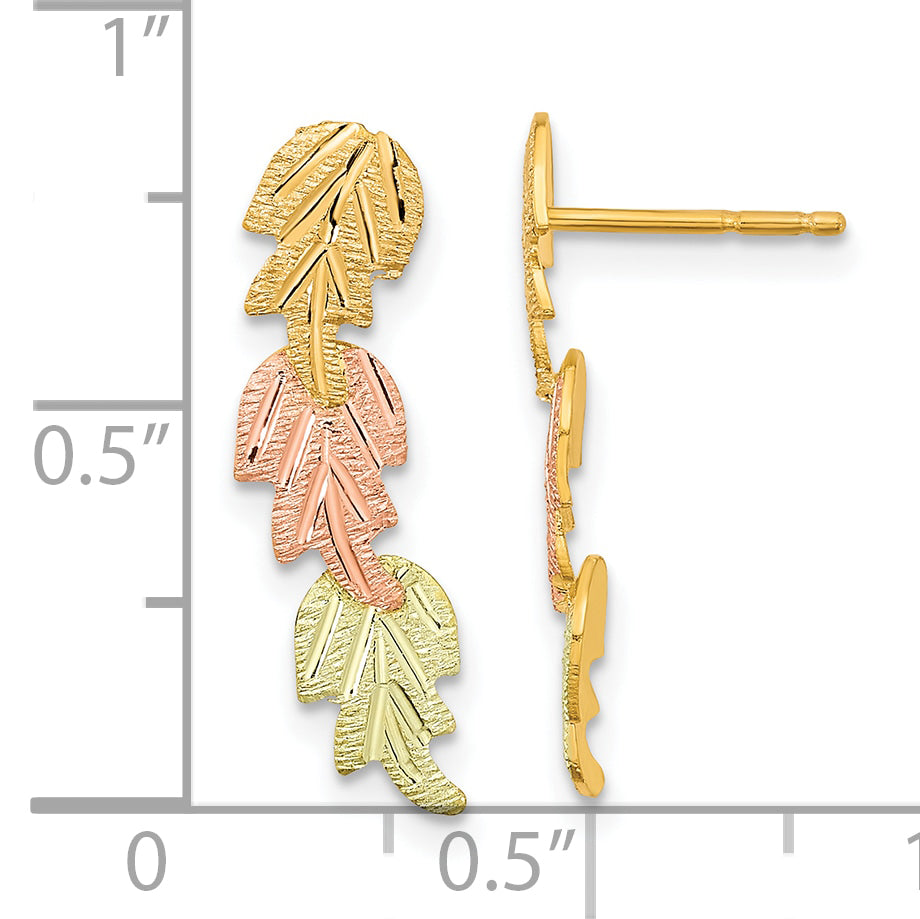 10k Tri-Color Black Hills Gold Post Earrings