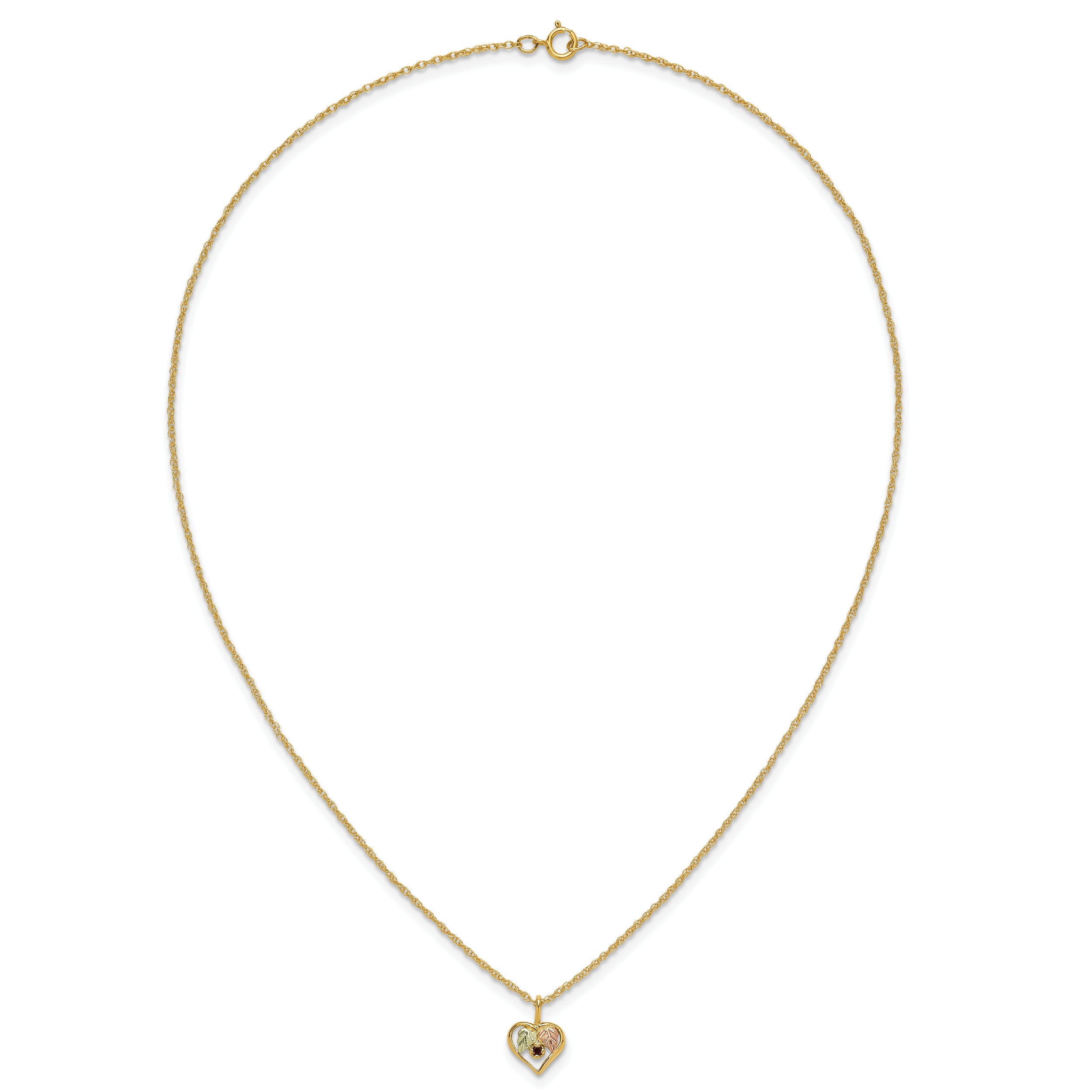 10k Tri-Color Black Hills Gold Heart Garnet Necklace