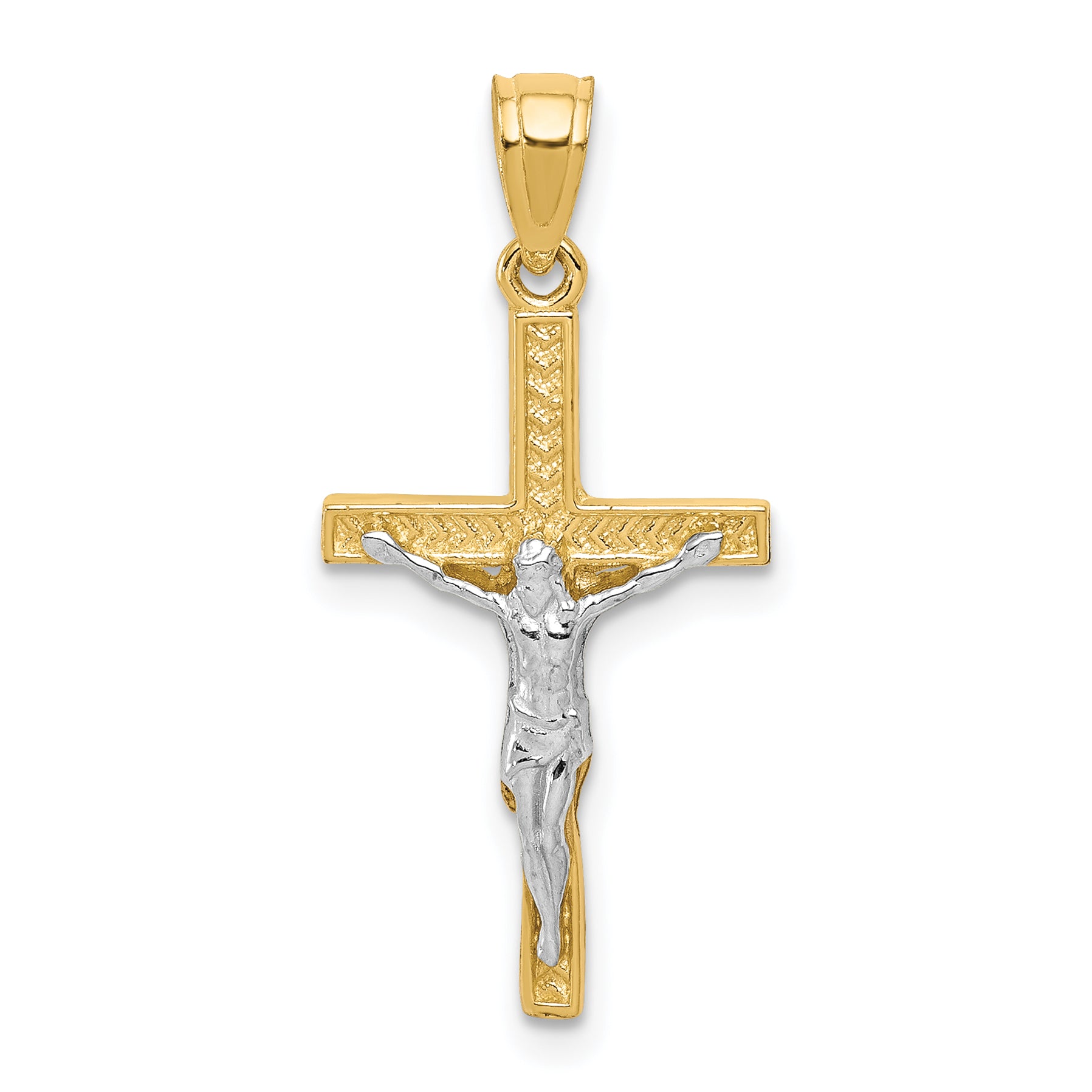 10K w/ Rhodium Crucifix Pendant