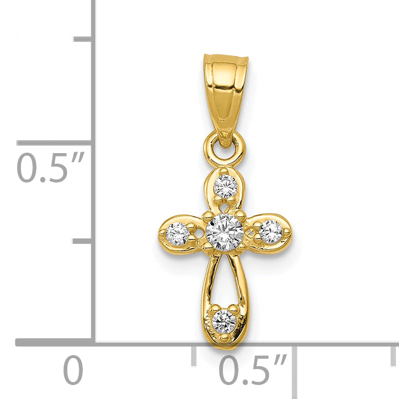 10k Small CZ Cross Pendant