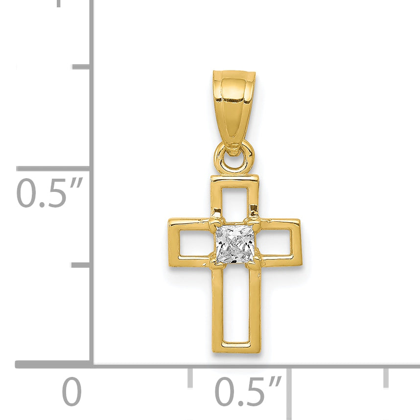 10k Small CZ Cross Pendant