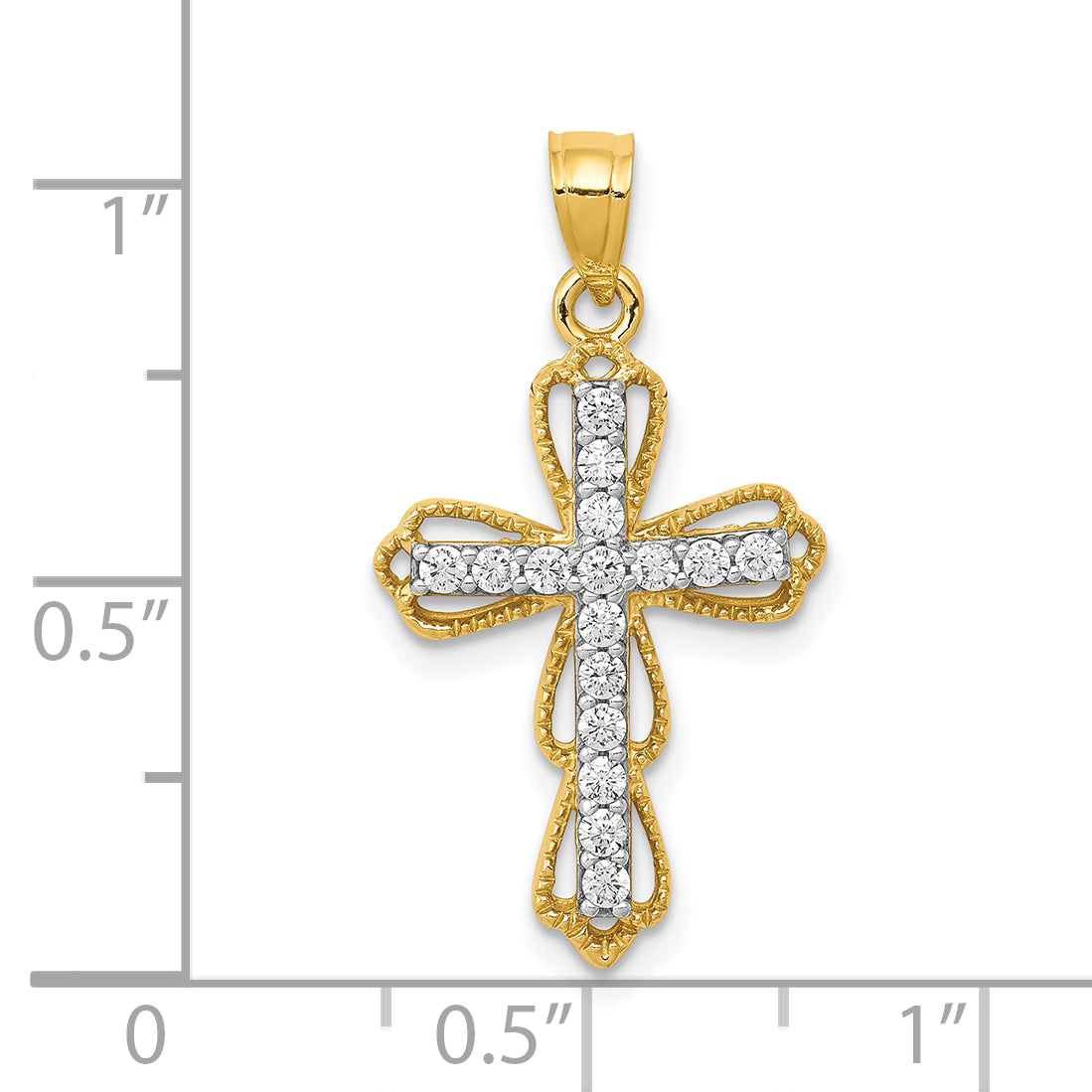 10k CZ Filigree Cross Pendant