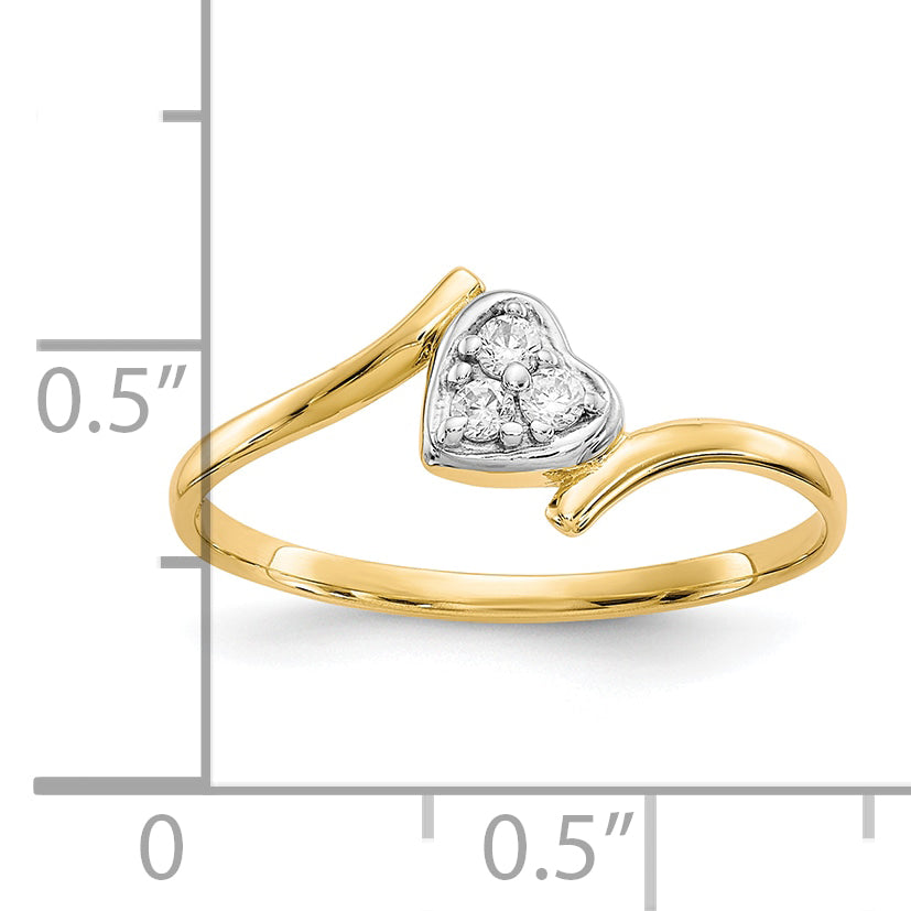 10K w/Rhodium CZ Heart Ring