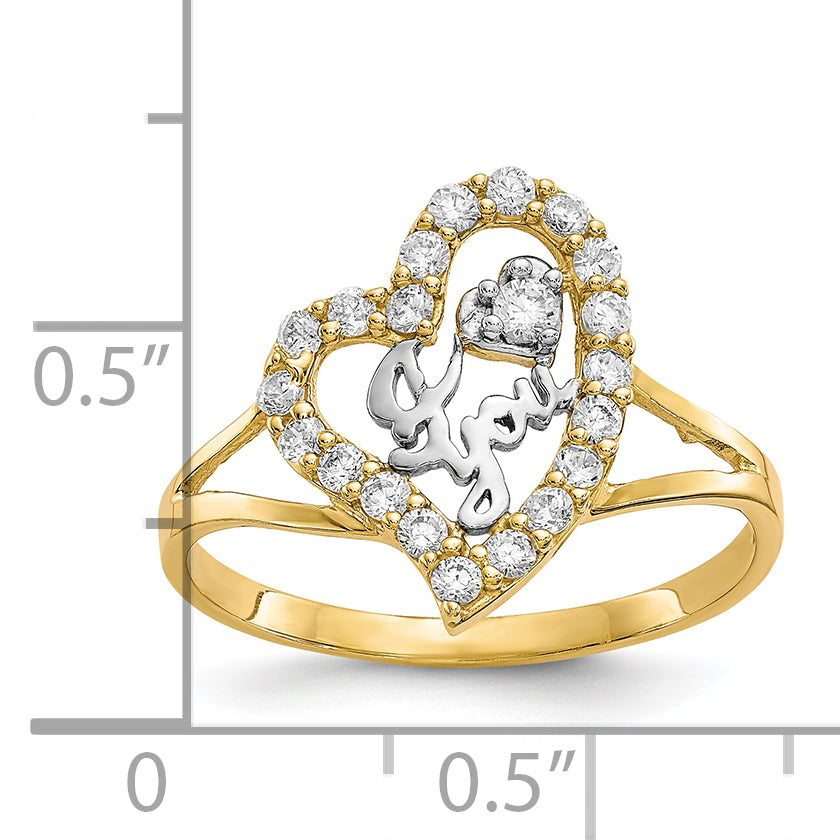 10K w/White Rhodium I LOVE YOU CZ Heart Ring