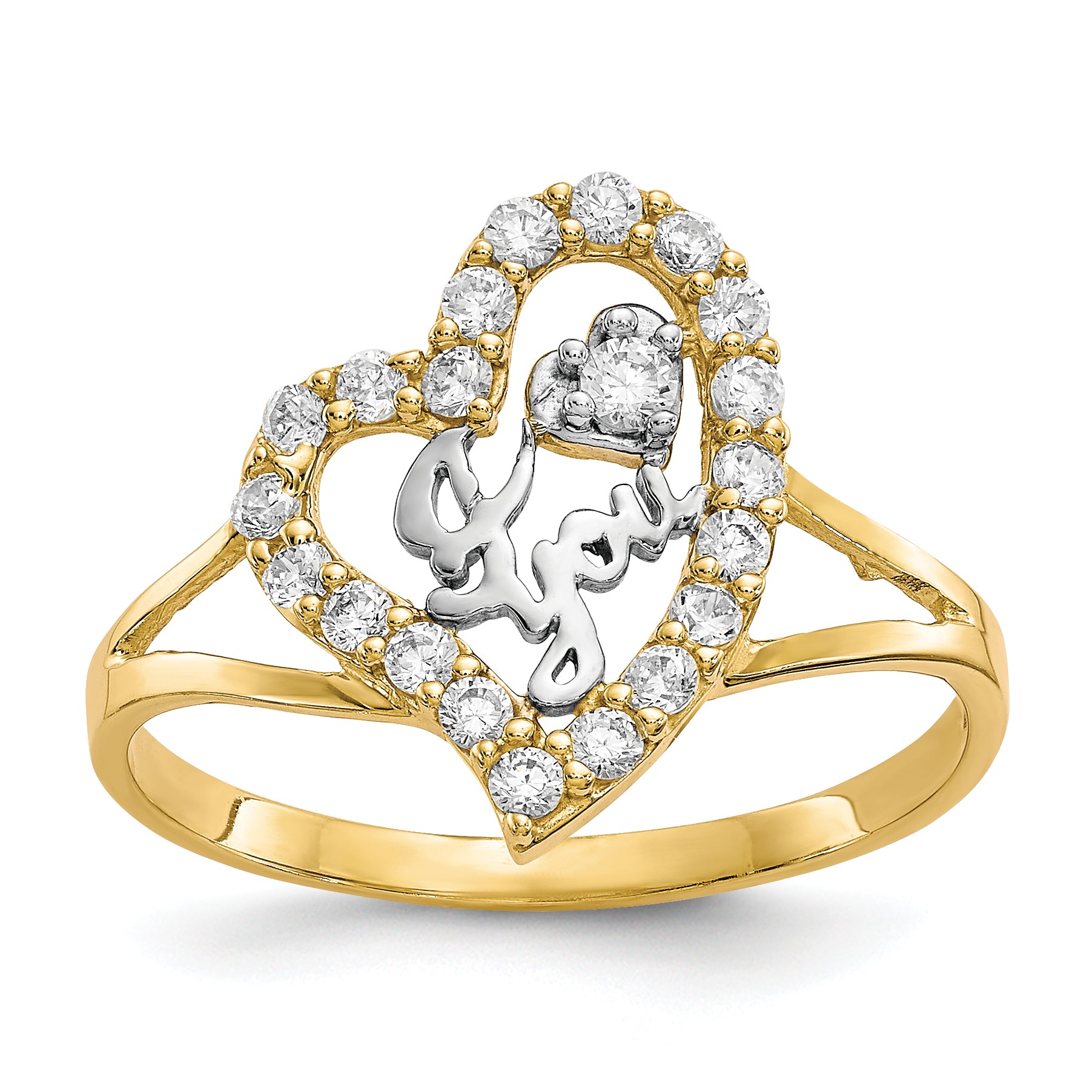 10K w/White Rhodium I LOVE YOU CZ Heart Ring