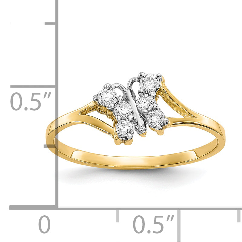 10K w/Rhodium CZ Butterfly Ring