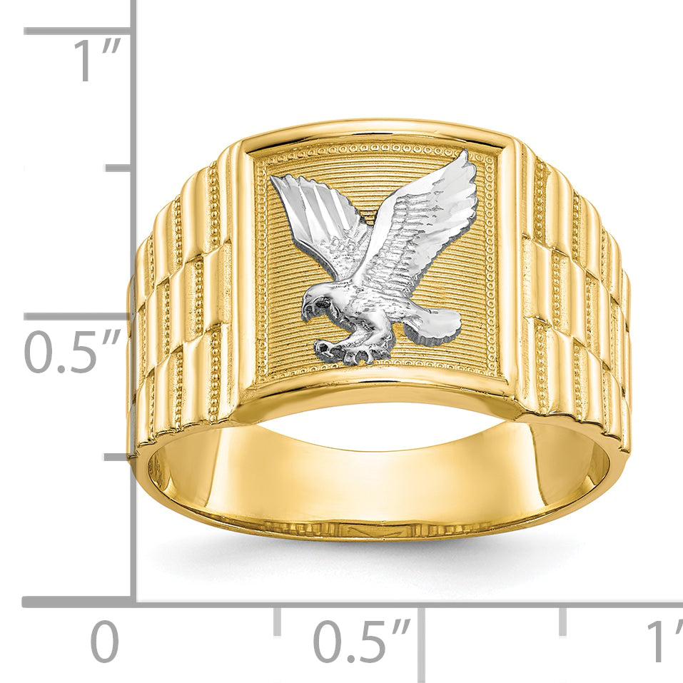 10k & Rhodium Men's Eagle Ring