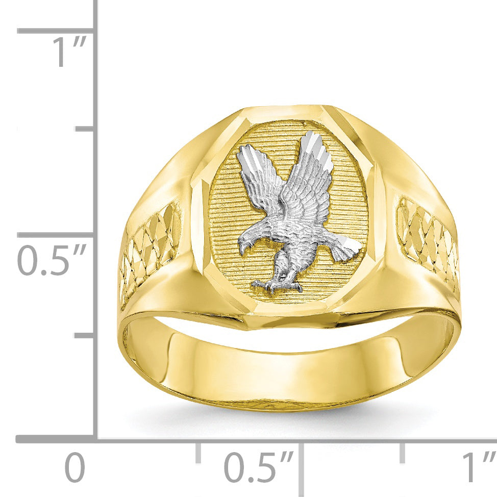 10k & Rhodium Men's Eagle Ring