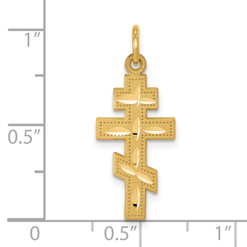 10k Solid Flat-Backed Eastern Orthodox Cross Pendant