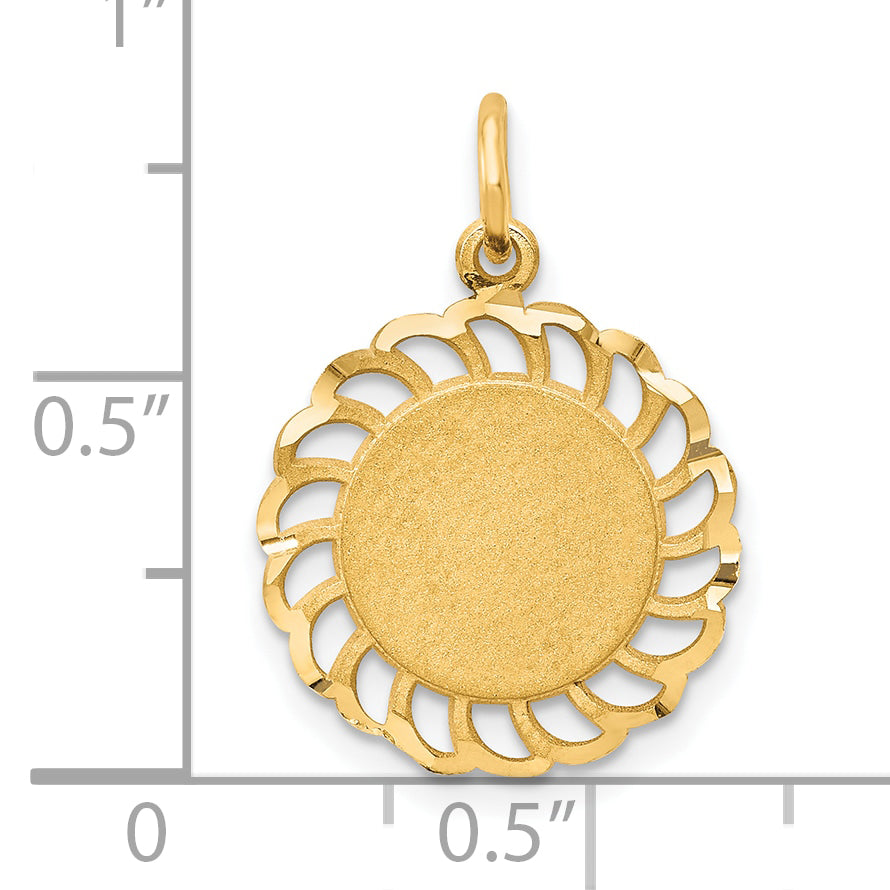 10k Circle with Filigree Edges Charm