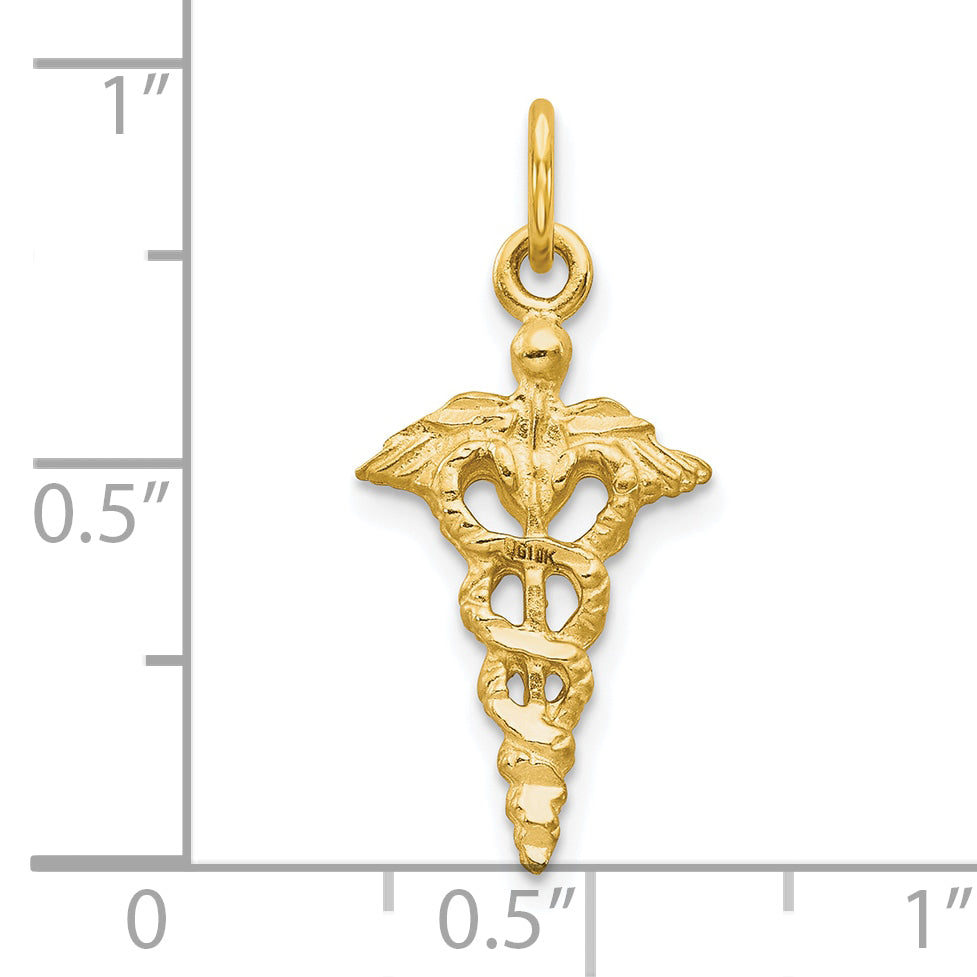 10k Solid Caduceus Charm