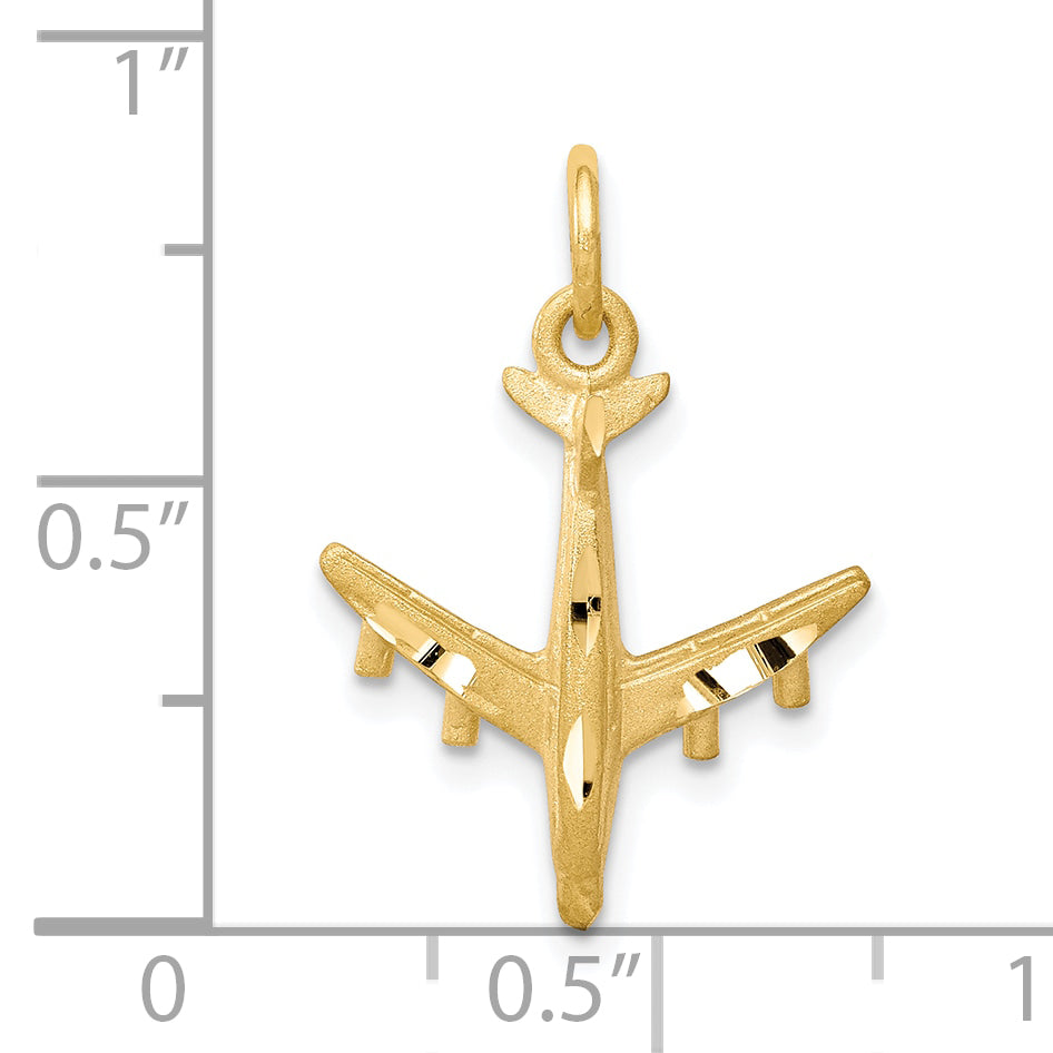 10k Solid Satin Airplane Charm