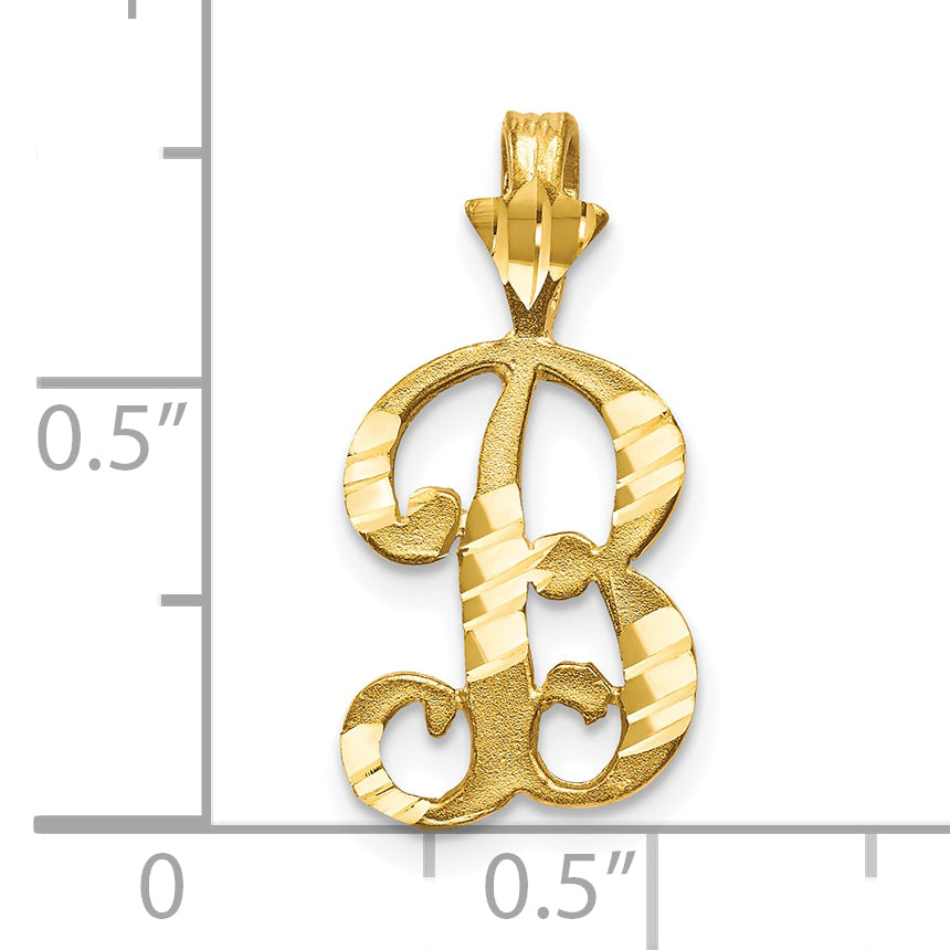 10k Diamond-cut Grooved Initial B Charm
