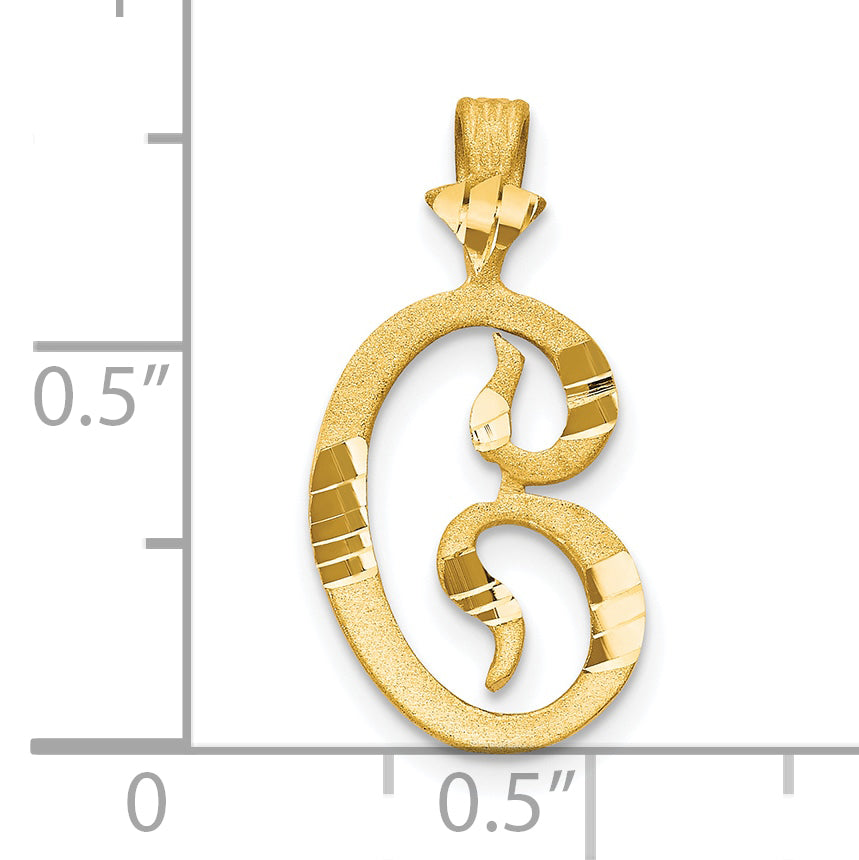 10k Diamond-cut Grooved Initial C Charm