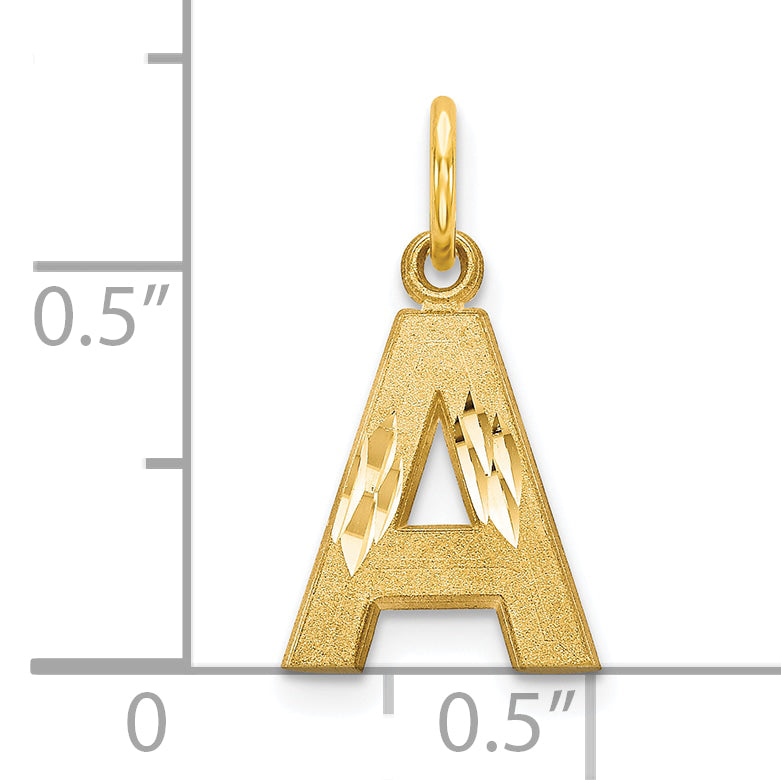 10K Satin Diamond-cut Initial A Charm