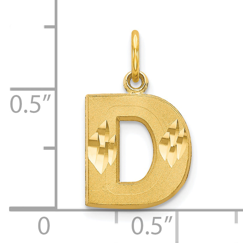 10K Satin Diamond-cut Initial D Charm
