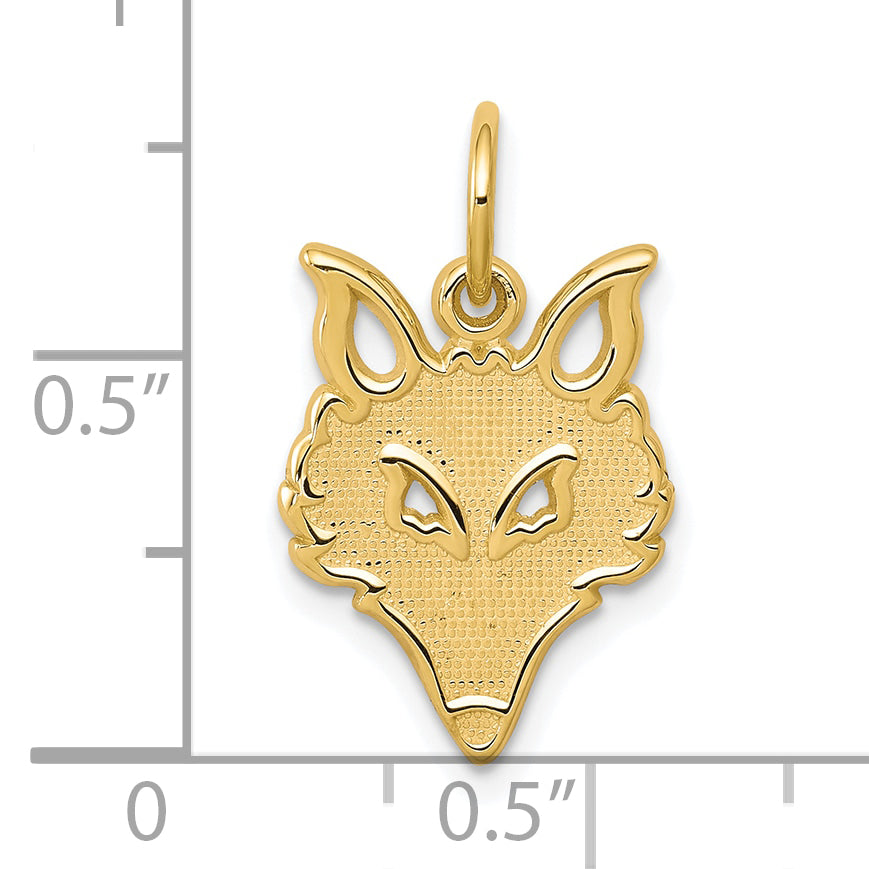 10k Solid Flat Back Small Fox Head Charm