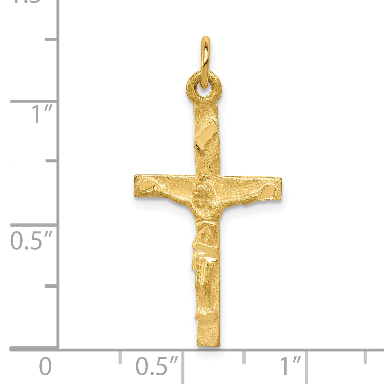 10k Solid Polished Crucifix Pendant