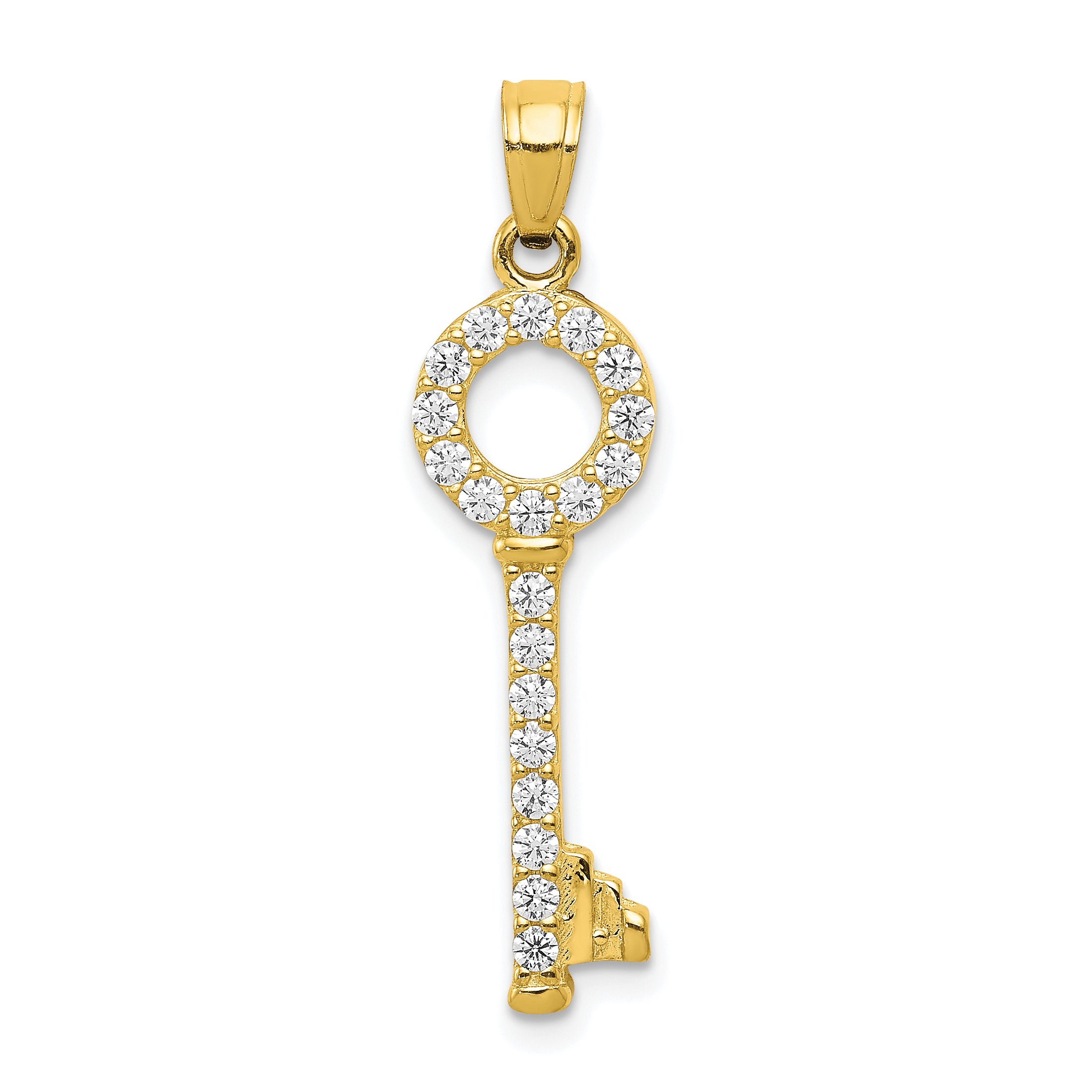 10k CZ Key Pendant