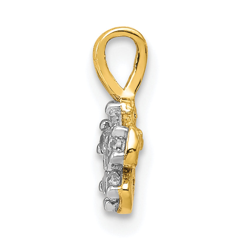 10k Small CZ Flower Charm