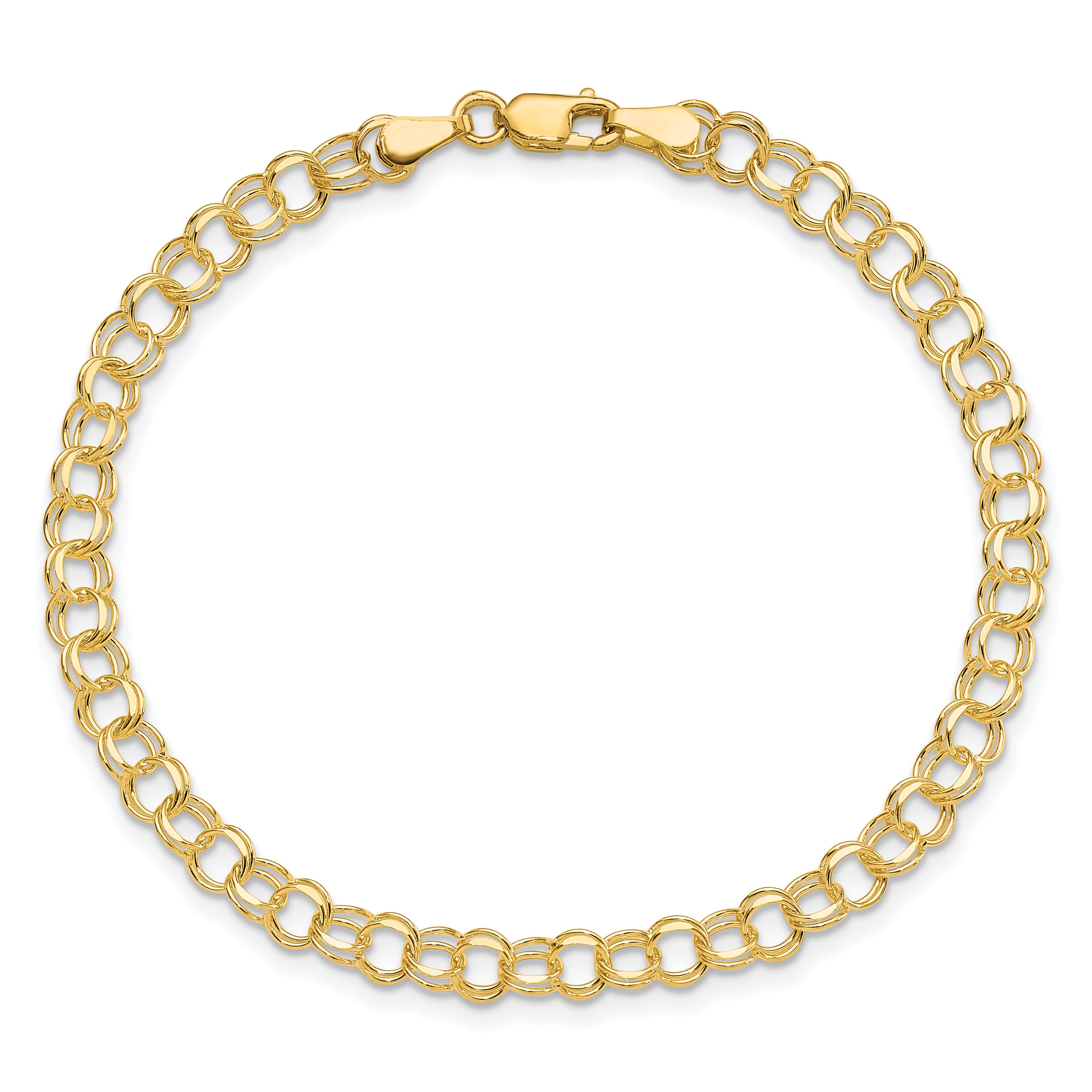 10KY Solid Double Link Charm Bracelet