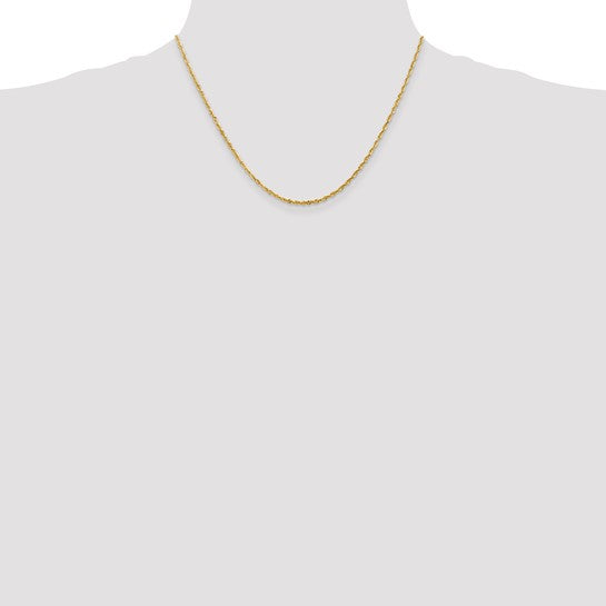 10K Solid Yellow Gold Rope Chain 18" And Cross Nugget Charm