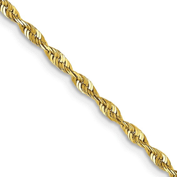 10K Solid Yellow Gold Rope Chain 18" And Cross Nugget Charm