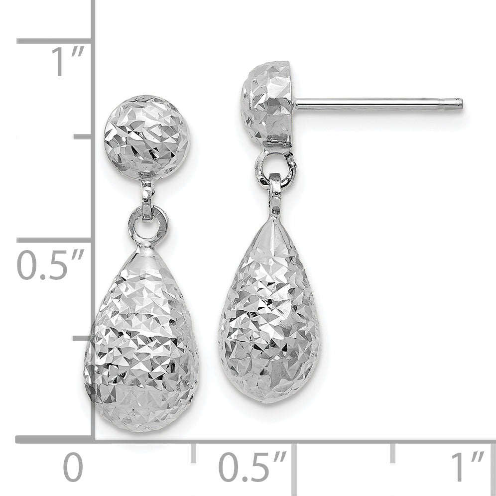 10K White Gold D/C Post Dangle Earrings