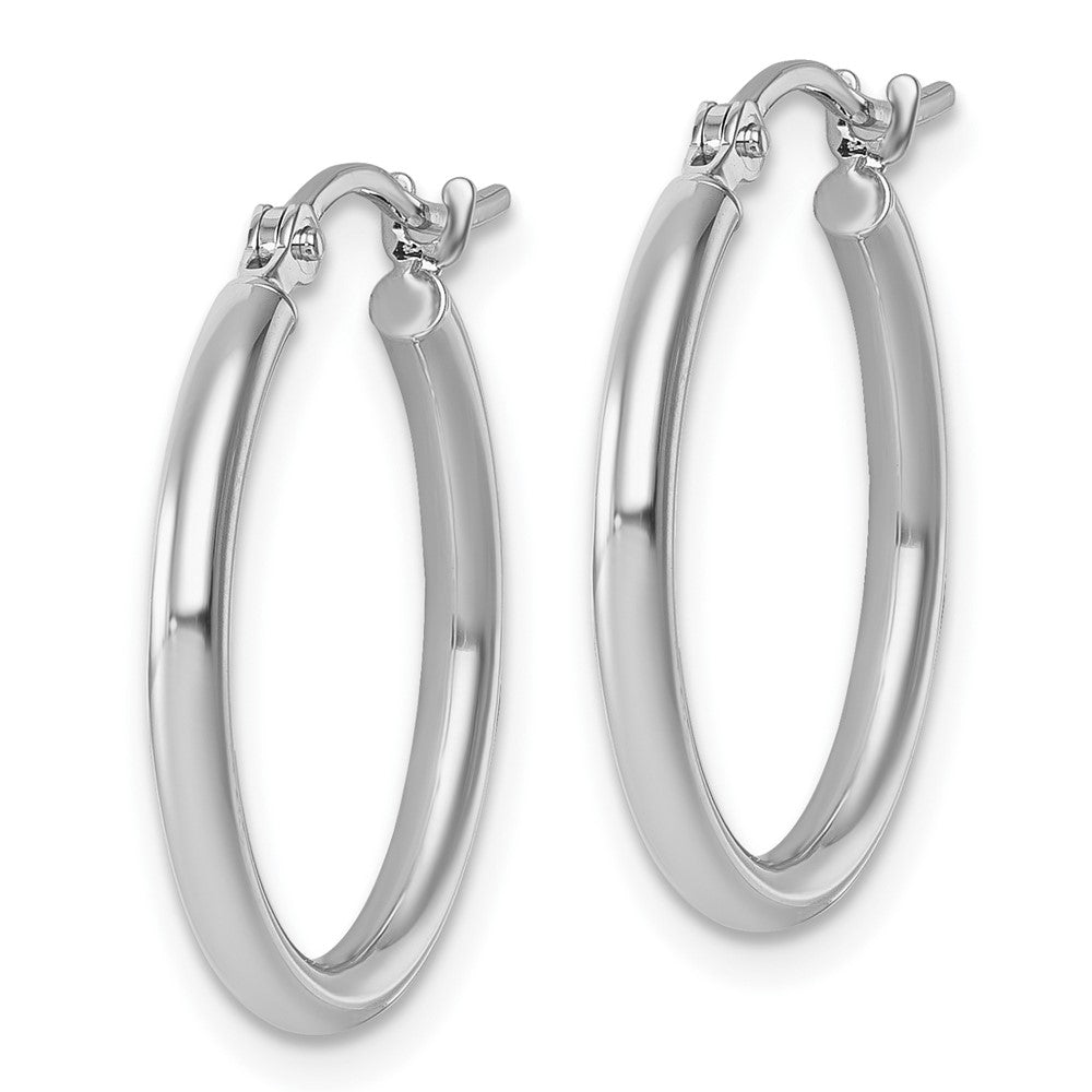 10K White Gold Polished Hinged Hoop Earrings