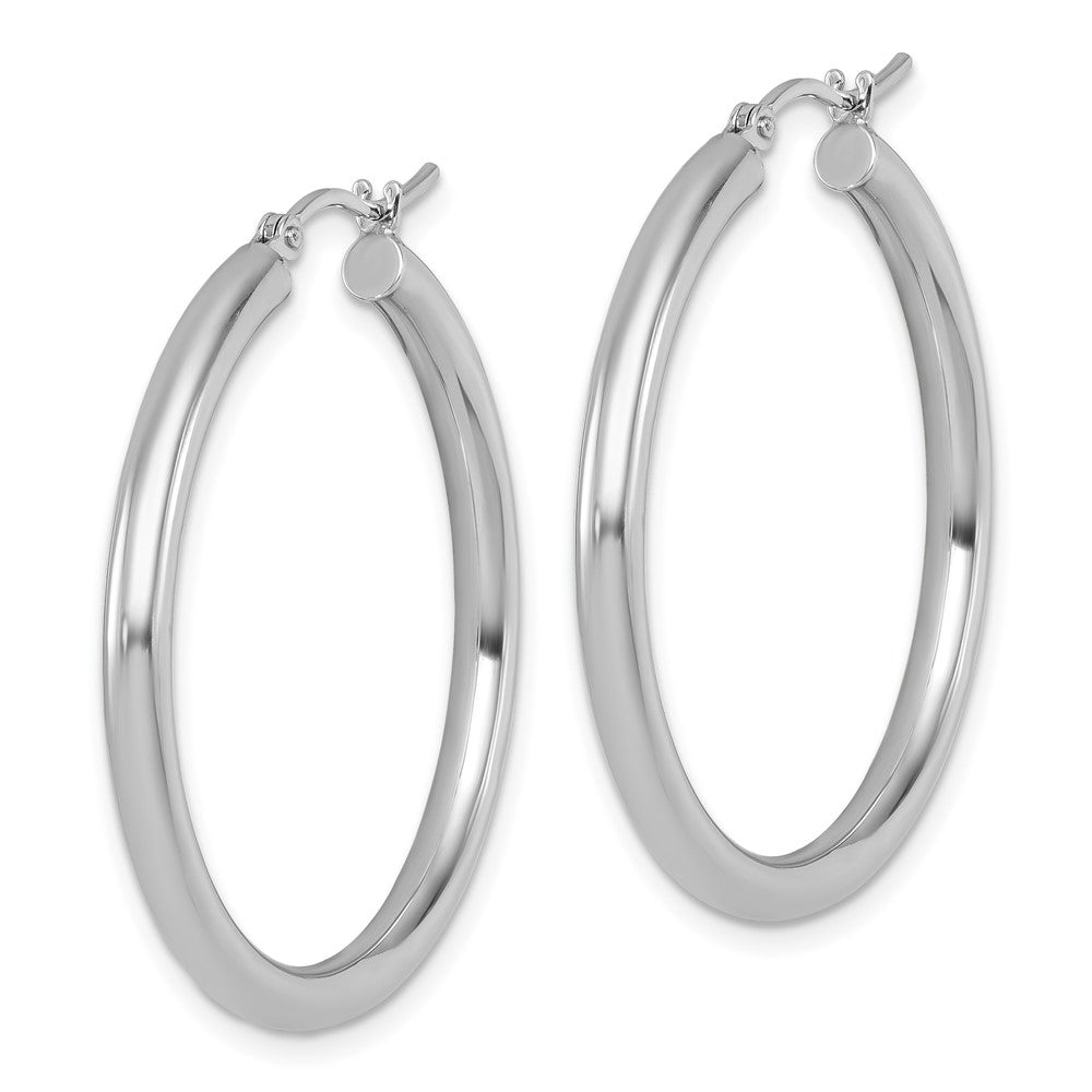 10K White Gold Polished Hinged Hoop Earrings