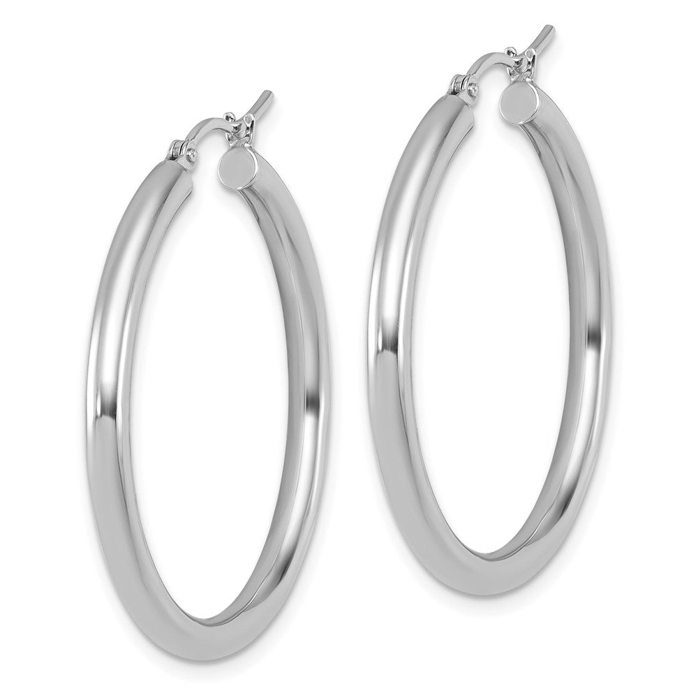 10K White Gold Polished Hinged Hoop Earrings