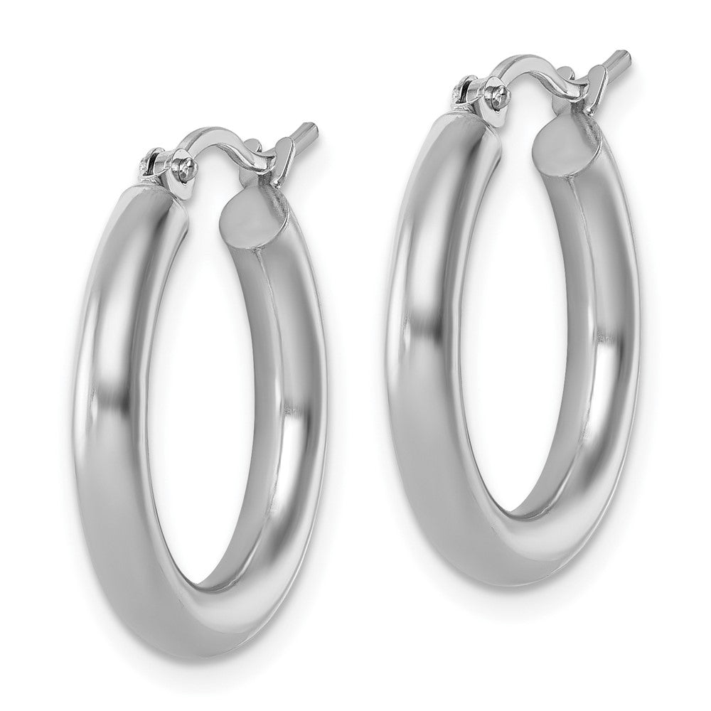 10K White Gold Polished Hinged Hoop Earrings