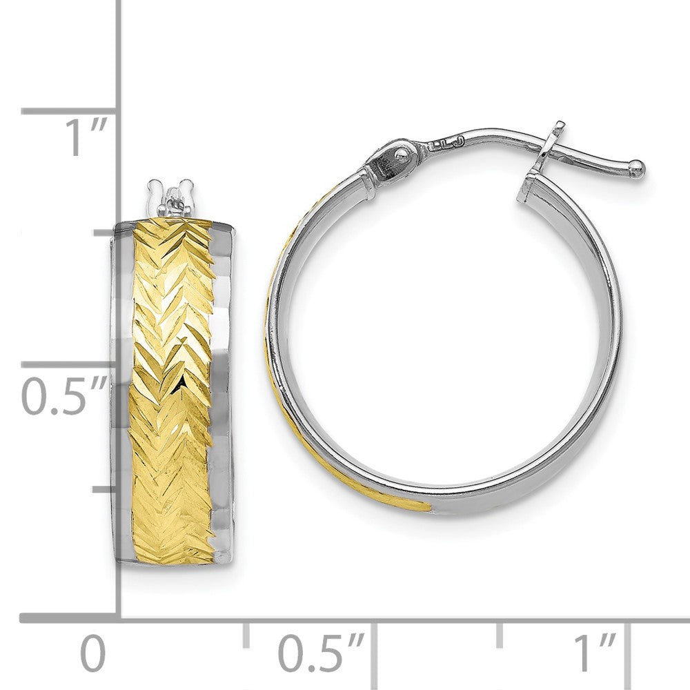 10K w/ White Rhodium Plating Polished and D/C Earrings