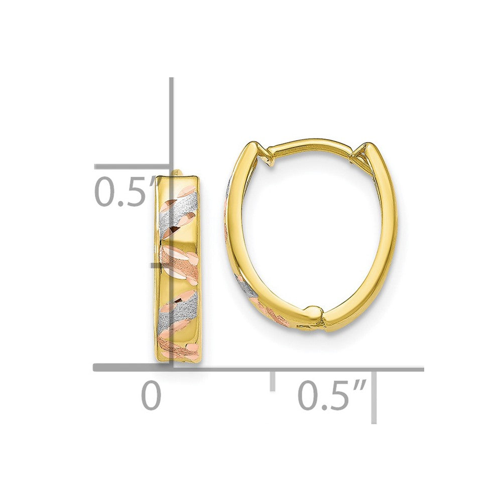 10K Two-tone with White Rhodium Polished and Satin D/C Earrings